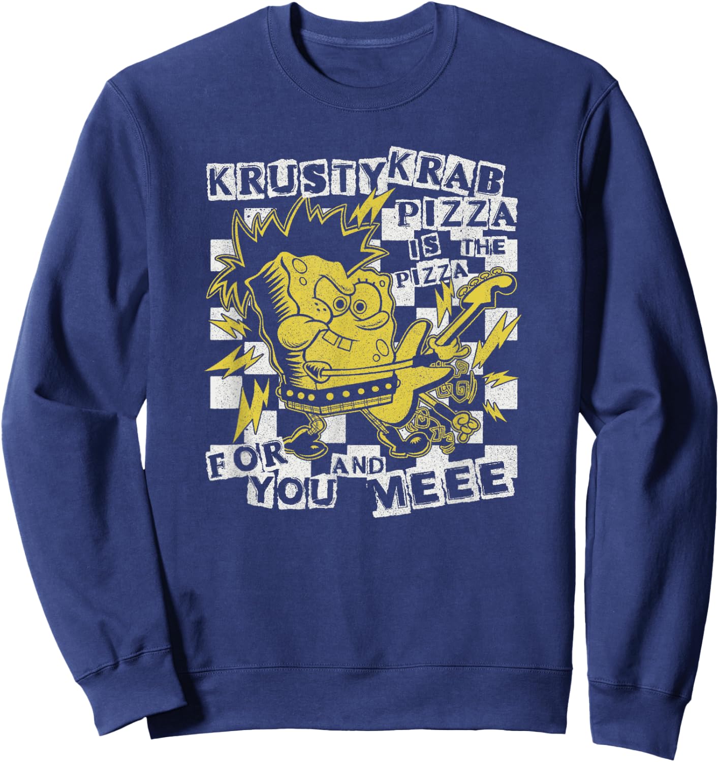 SpongeBob SquarePants Punk Rock Star Krusty Krab Pizza Song Sweatshirt - Sweatshirt | Navy
