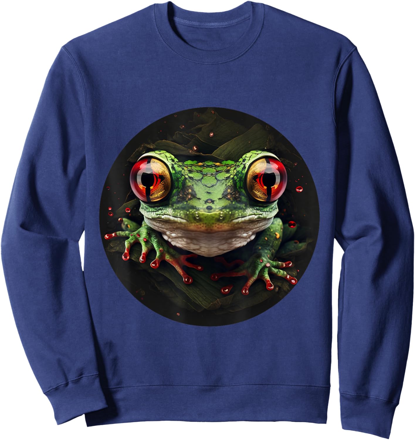 Red Eyed Tree Frog Leaping Frog Rainforest Amphibian Sweatshirt - Sweatshirt | Navy