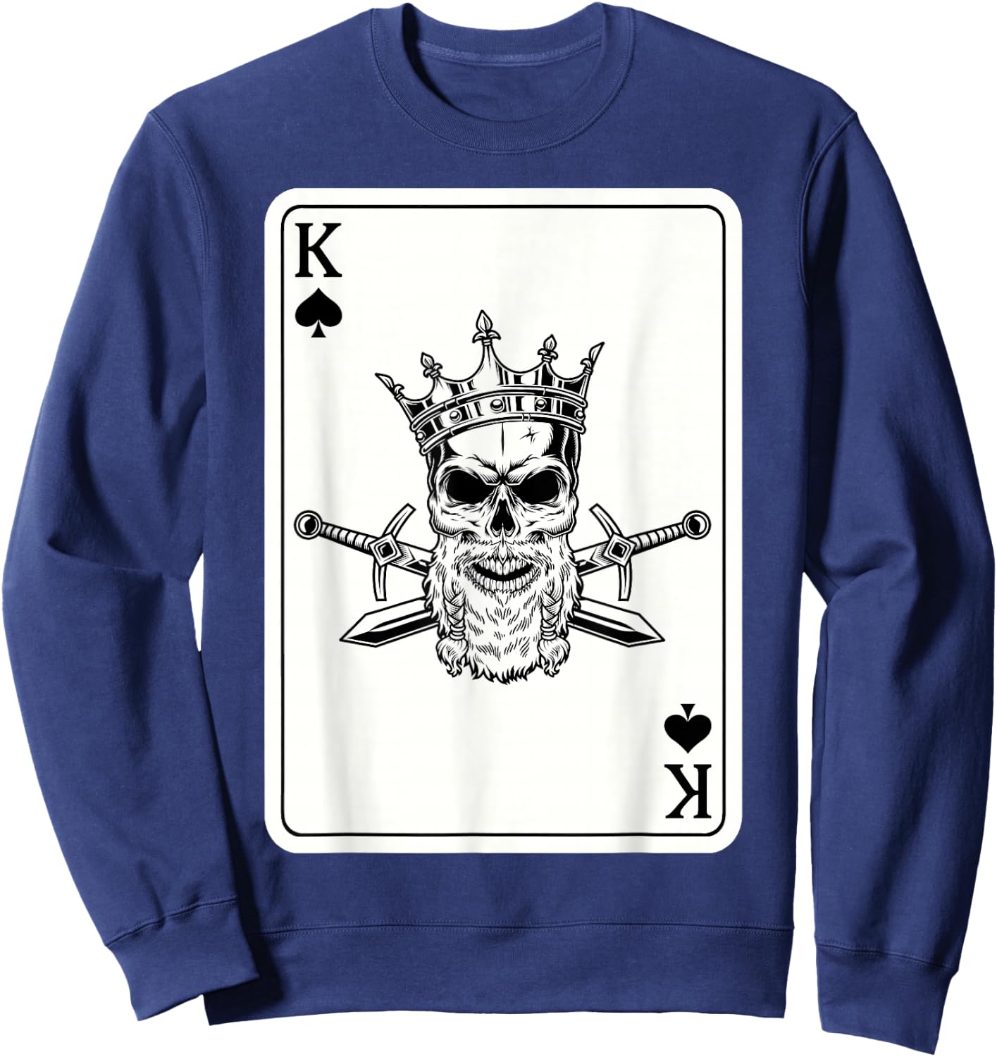 Couple Matching King And Queen of Spades 2/2 Skull Crown Sweatshirt - Sweatshirt | Navy