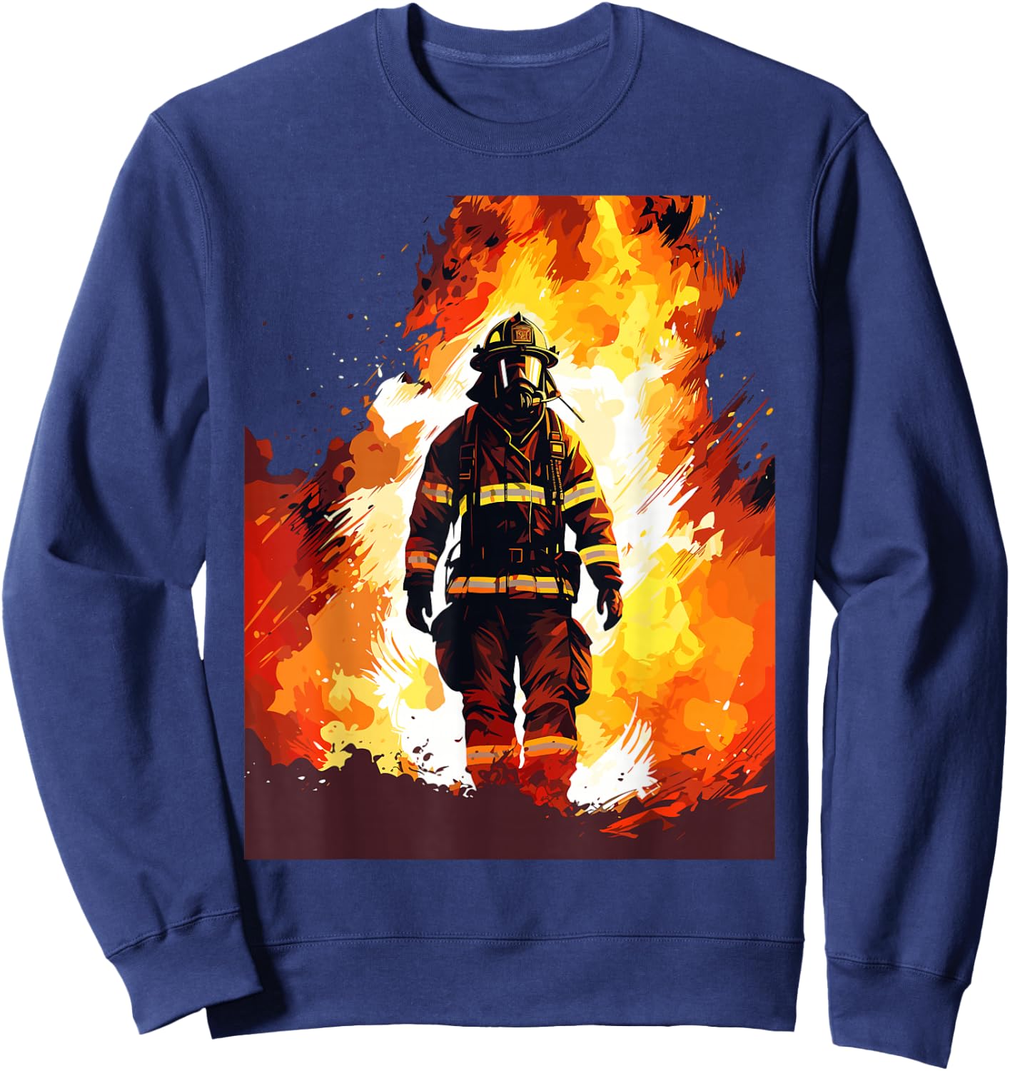 Firefighter Flames - Firefighter & Fireman Sweatshirt - Sweatshirt | Navy