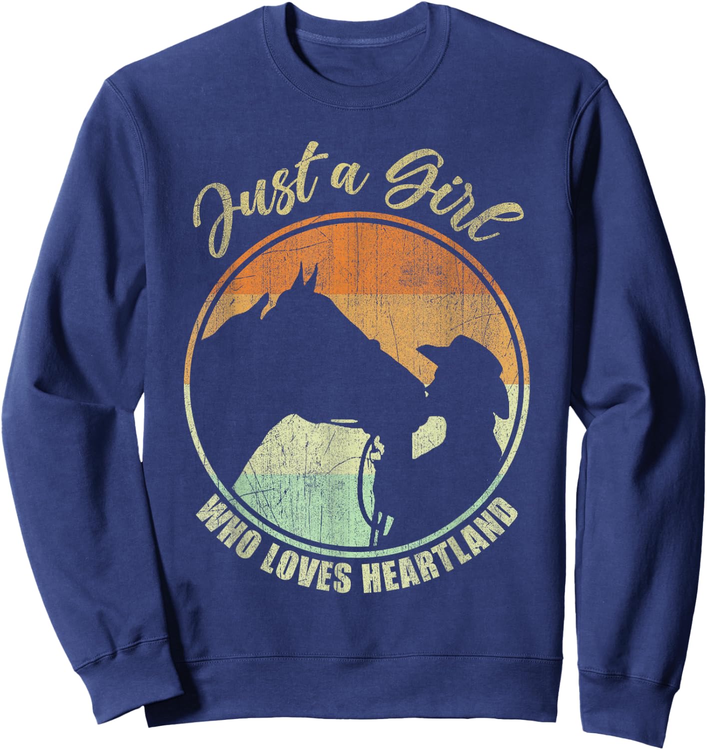 Just A Girl Who Loves Heartland Cowgirl Vintage Sweatshirt - Sweatshirt | Navy