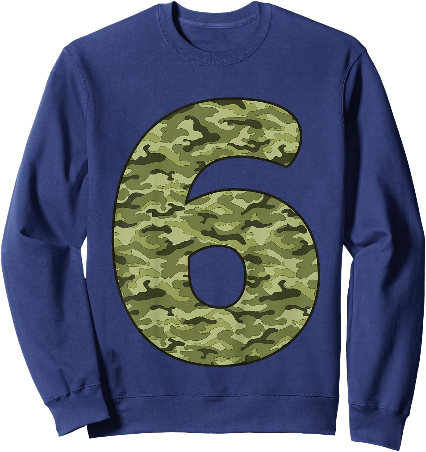 Kids 6 Year Old Birthday Camouflage Military 6th Birthday Sweatshirt - Sweatshirt | Navy
