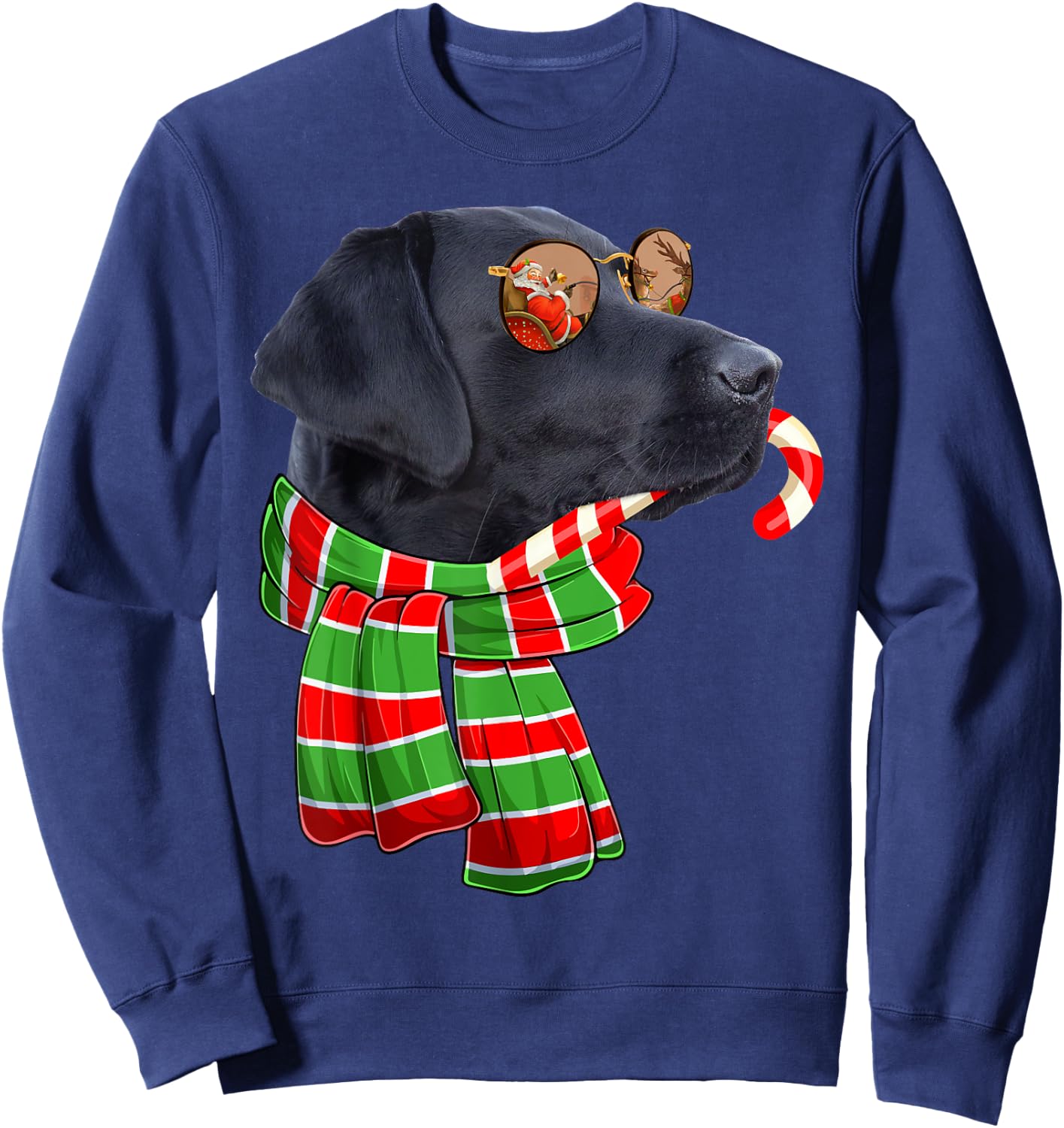 Black Lab Labrador Dog Owners Christmas Xmas Holiday Party Sweatshirt - Sweatshirt | Navy