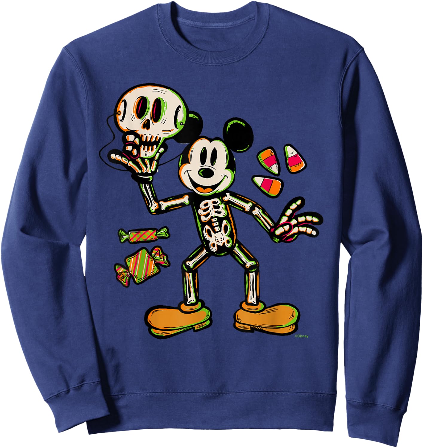 Disney Mickey Mouse Trick & Treat Skeleton Costume Halloween Sweatshirt - Sweatshirt | Navy