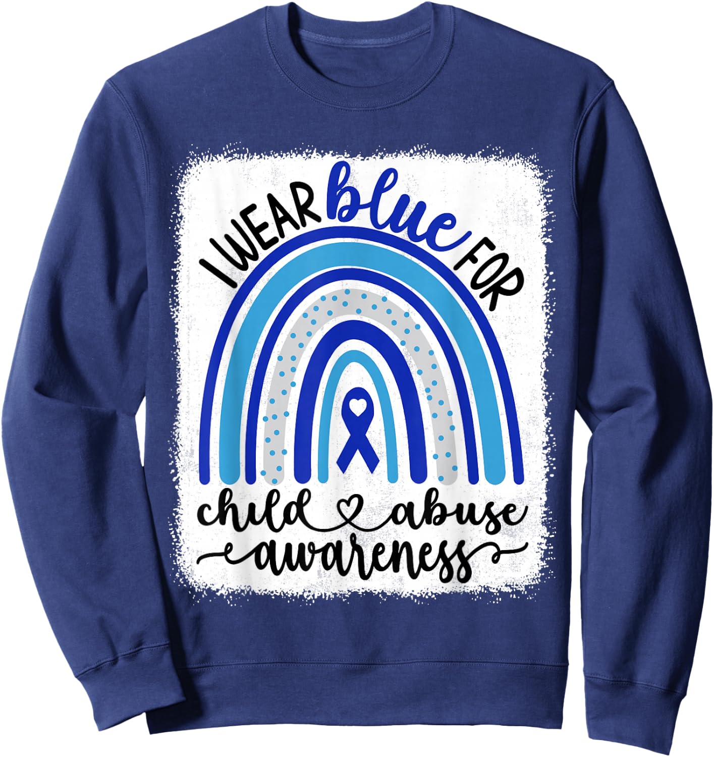 In April We Wear Blue Pinwheel Child Abuse Prevention Month Sweatshirt - Sweatshirt | Navy