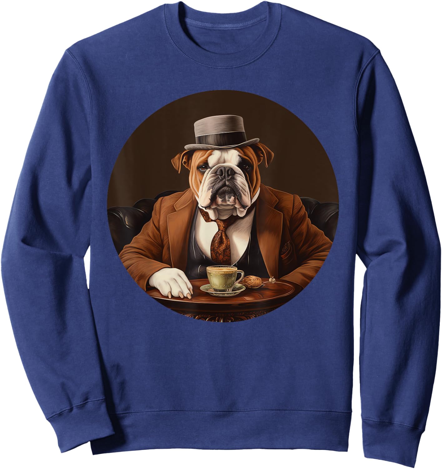 English Bulldog English Gentleman Funny Dog Victorian Sweatshirt - Sweatshirt | Navy