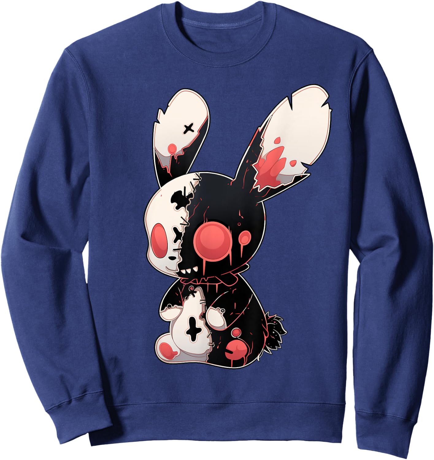 Goth Bunny Kawaii Rabbit Cute E-Girl Gothic Outfit Grunge Sweatshirt - Sweatshirt | Navy