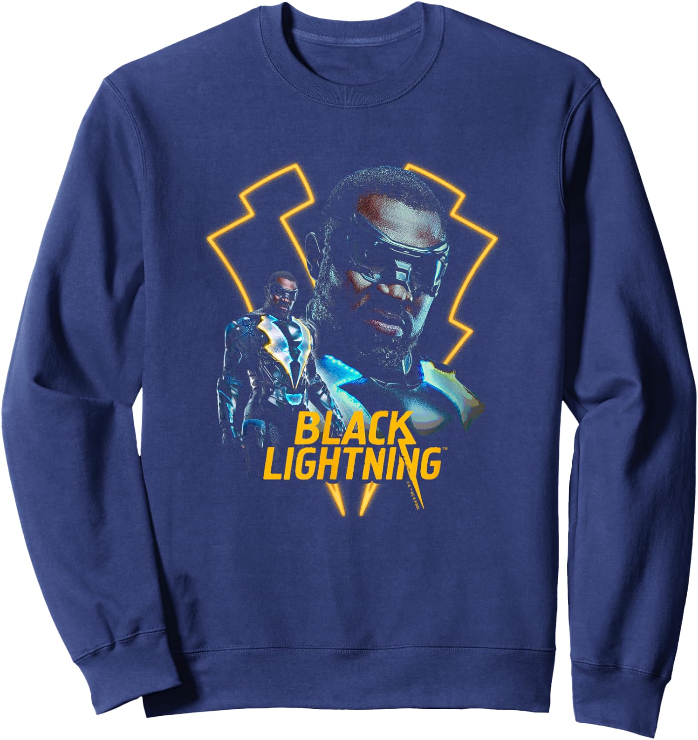 Black Lightning Vigilante Super Hero Lightning Logo Poster Sweatshirt - Sweatshirt | Navy