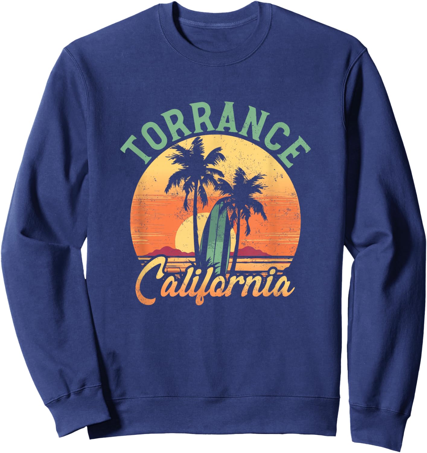 Torrance California Retro Surfer Vintage Beach Sweatshirt - Sweatshirt | Navy