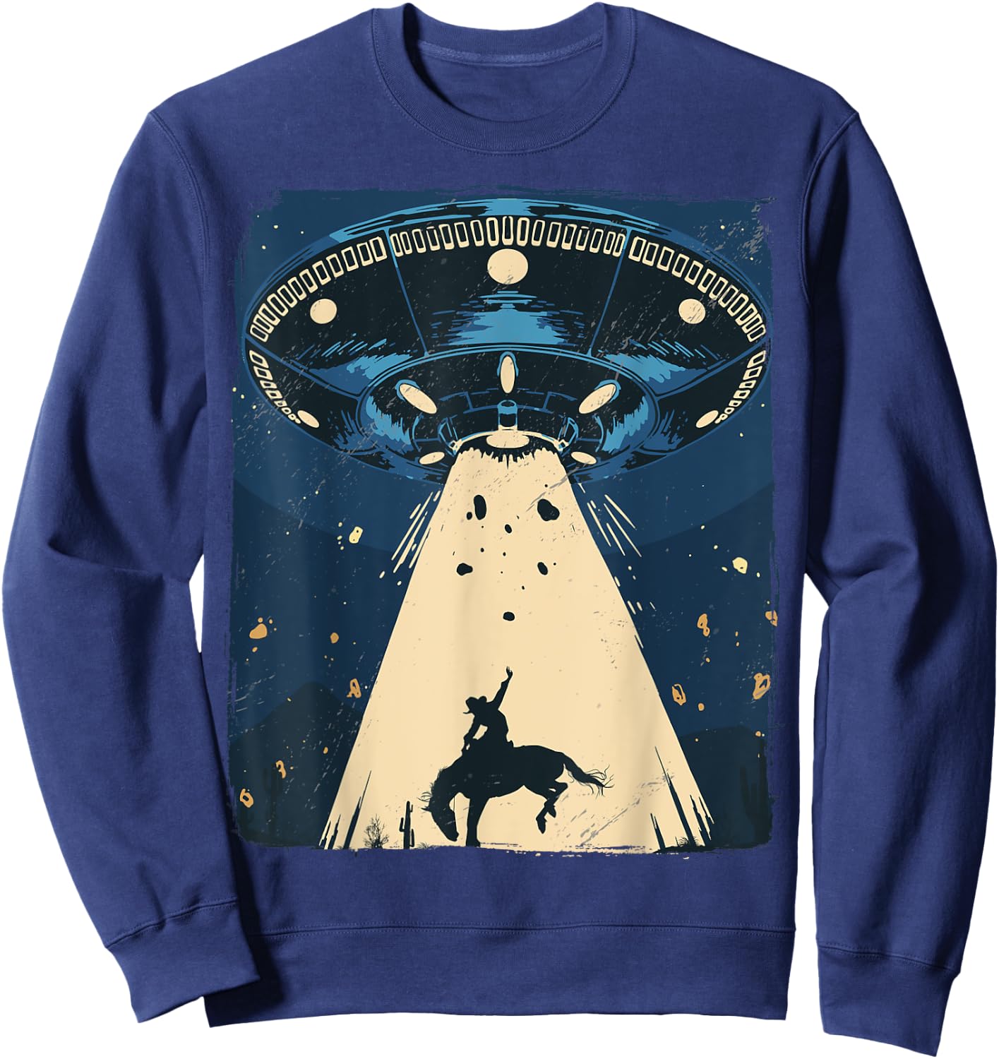 Alien Abduction Outer Space Western Rodeo Cowboy Sweatshirt - Sweatshirt | Navy