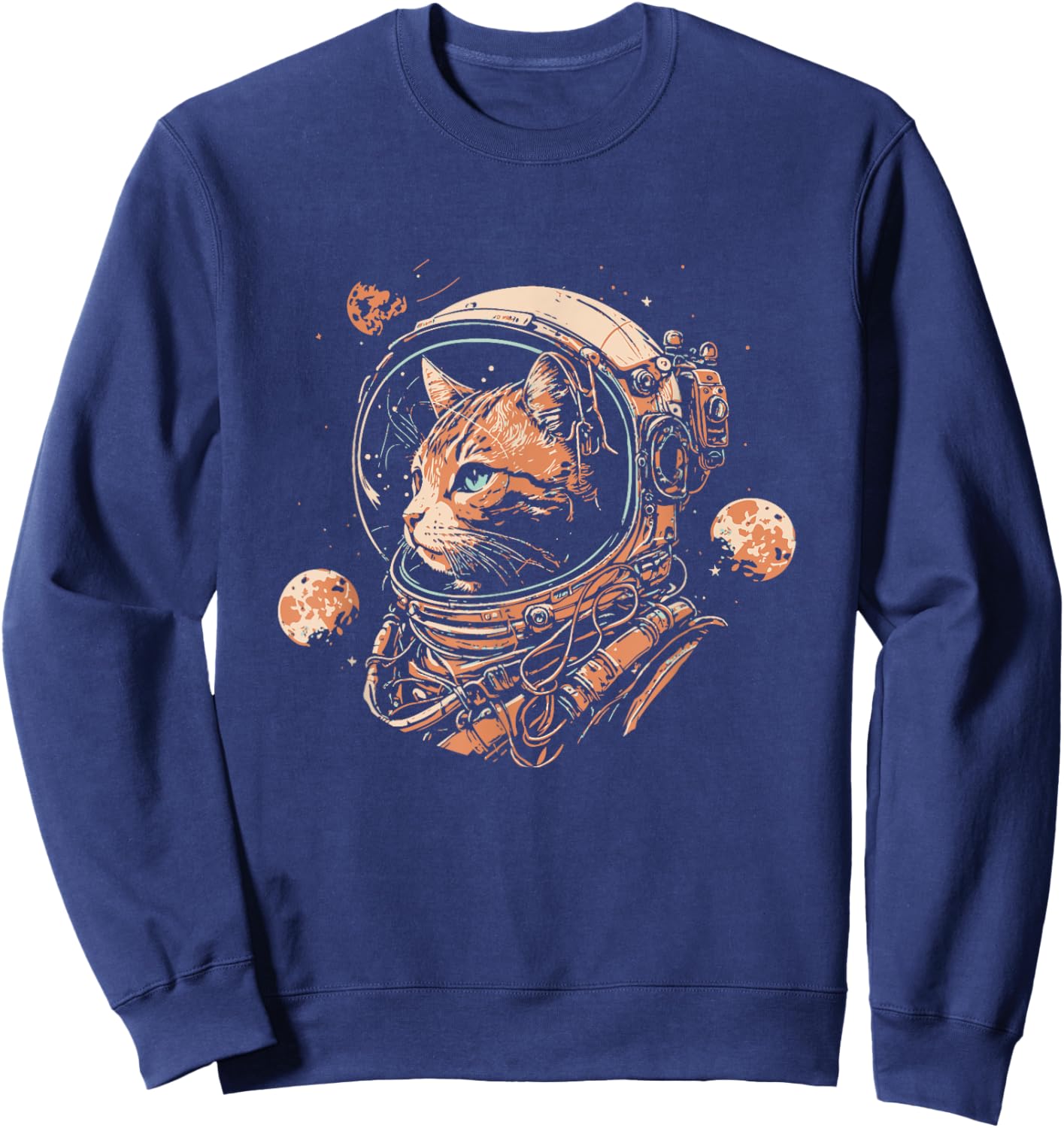 Space Cat in Astronaut Helmet Costume Cute Cat Lover Sweatshirt - Sweatshirt | Navy