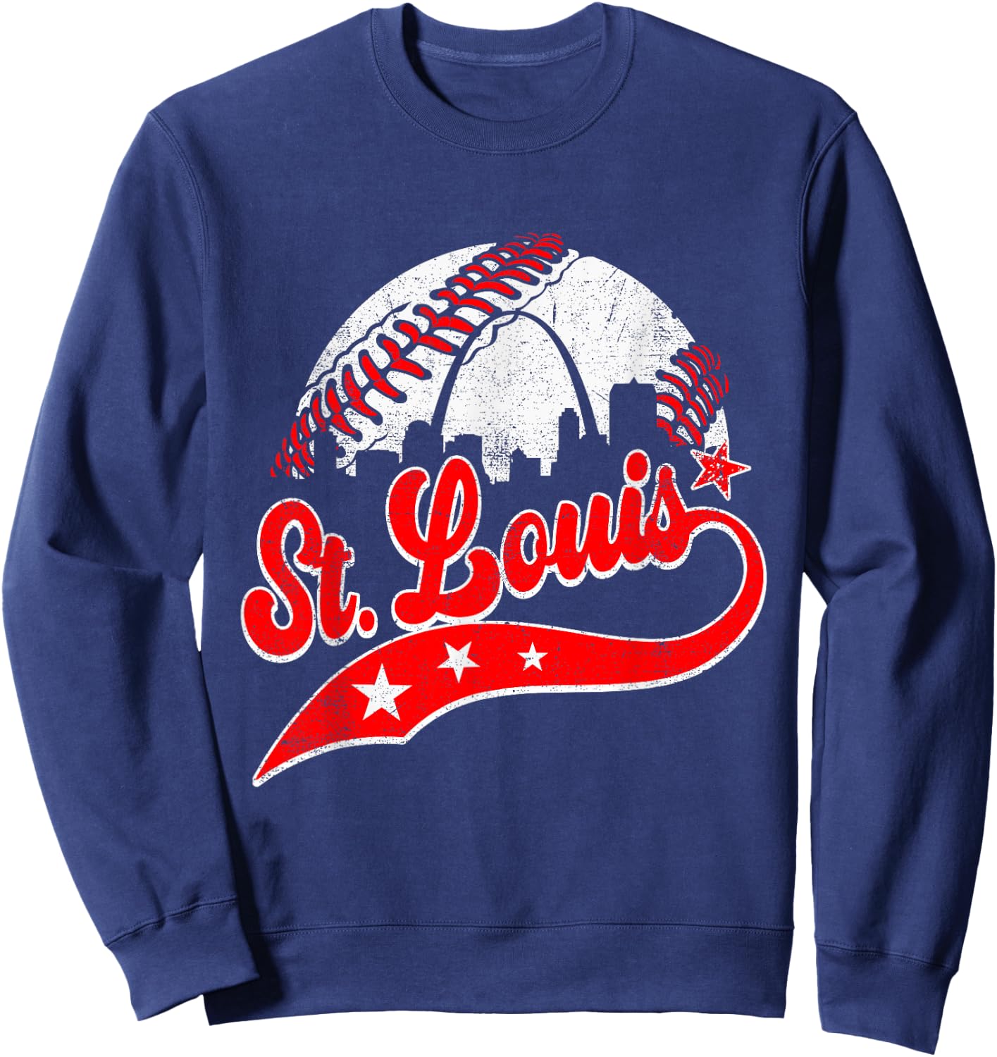 St. Louis Cityscape Distressed Baseball Men Women Kids Sweatshirt - Sweatshirt | Navy