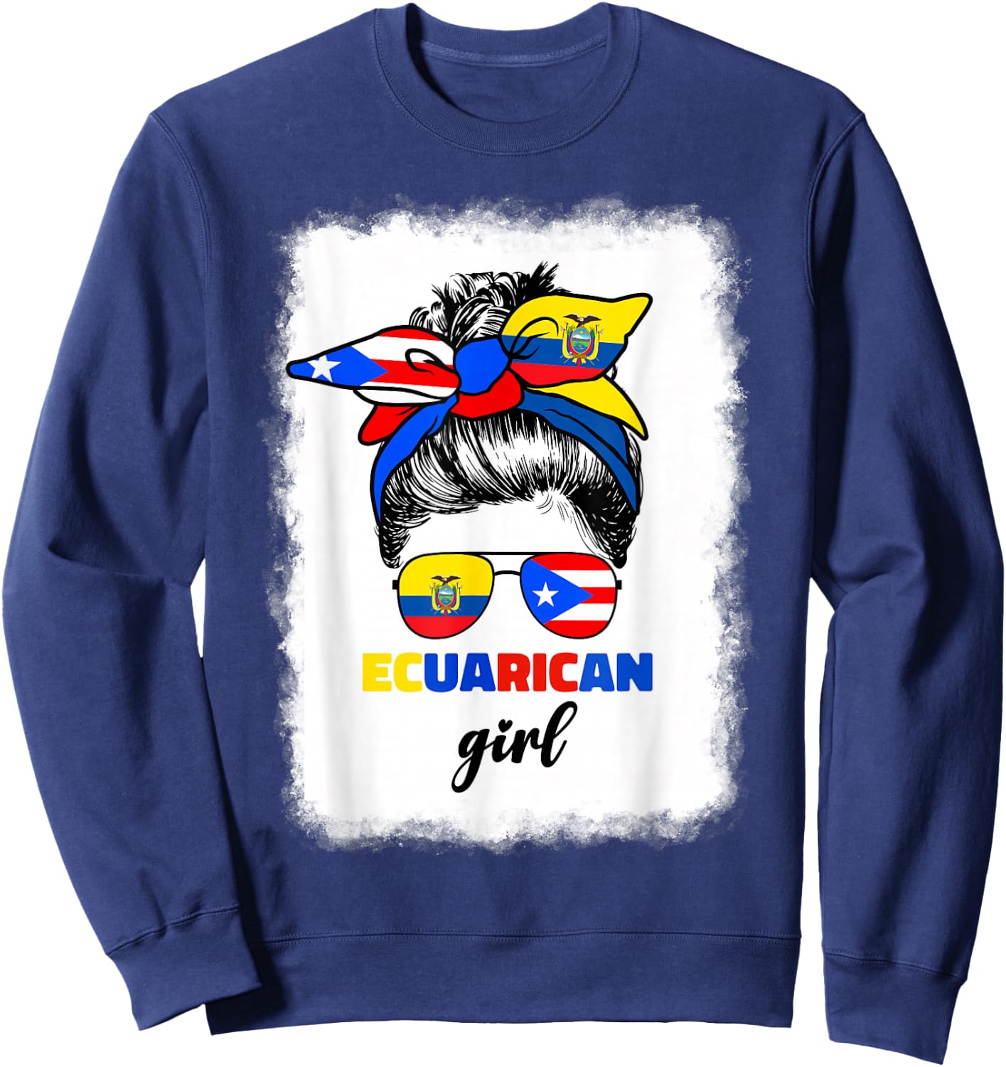 Half Ecuadorian And Puerto Rican Rico Ecuador Flag Girl Mix Sweatshirt - Sweatshirt | Navy