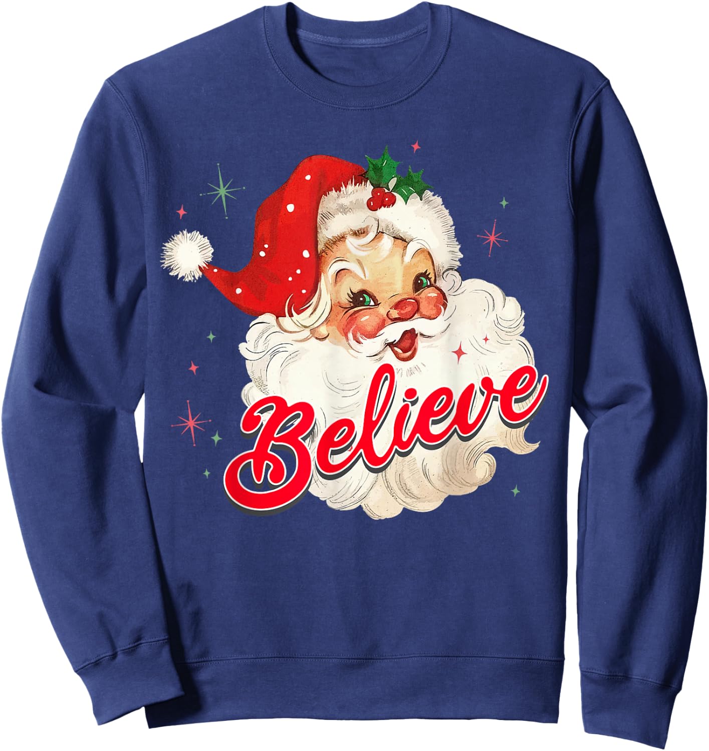 Vintage Santa Claus Believe Christmas Women Boys Girls Sweatshirt - Sweatshirt | Navy
