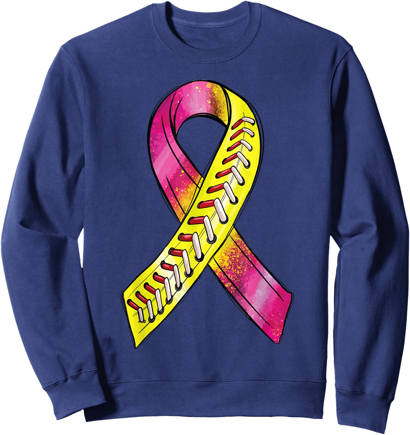 Strike Out Breast Cancer Awareness Day Pink Ribbon Softball Sweatshirt - Sweatshirt | Navy