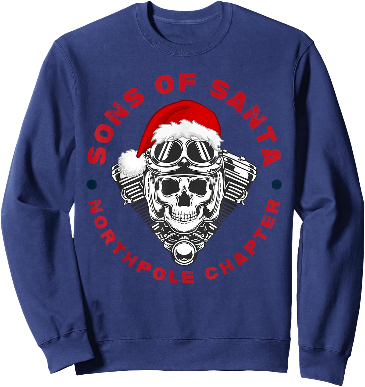 Funny Santa Motorcyle Biker Xmas Christmas 2025 Sweatshirt - Sweatshirt | Navy