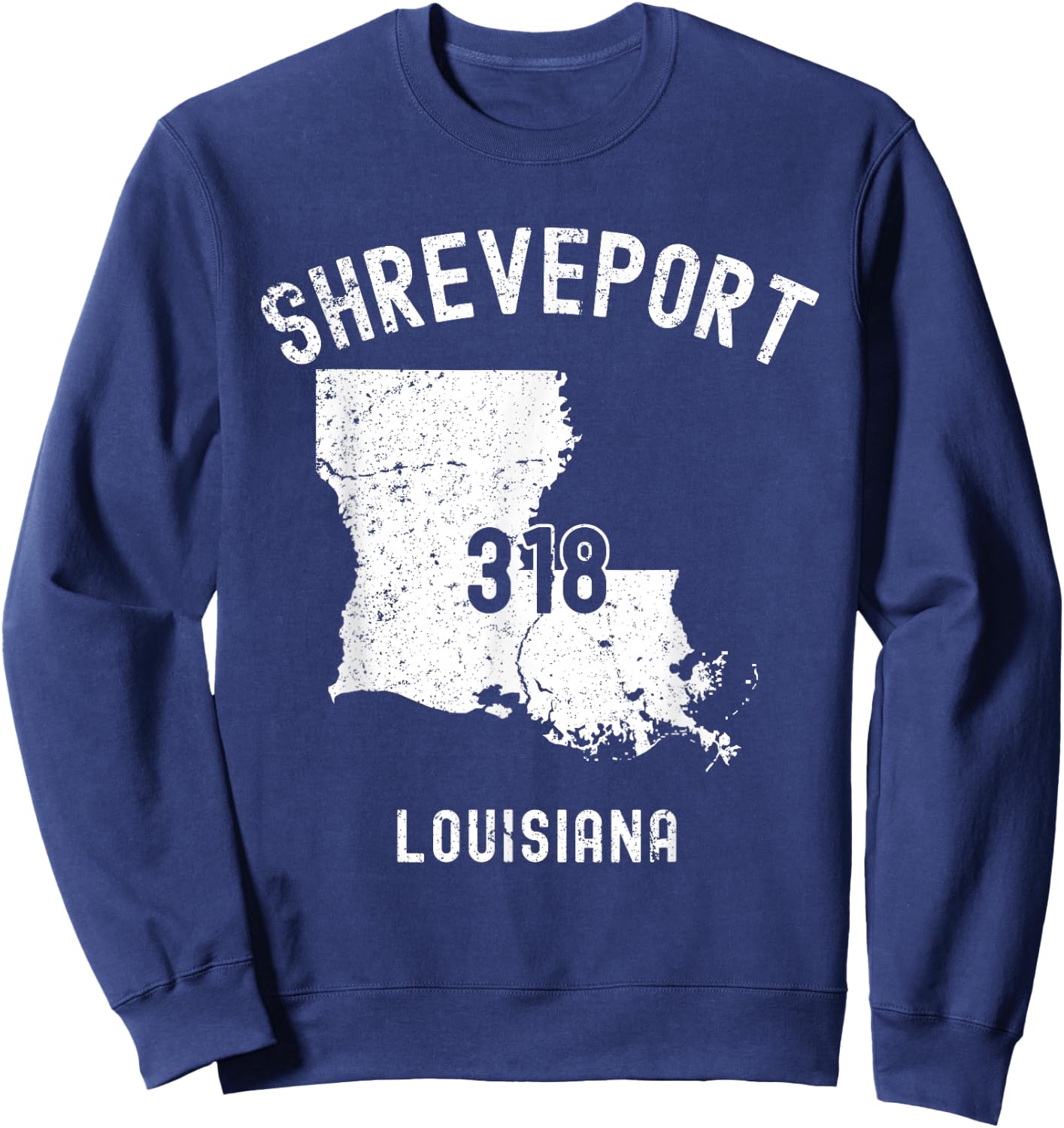 Shreveport Louisiana LA 318 Vintage Athletic Style Sweatshirt - Sweatshirt | Navy
