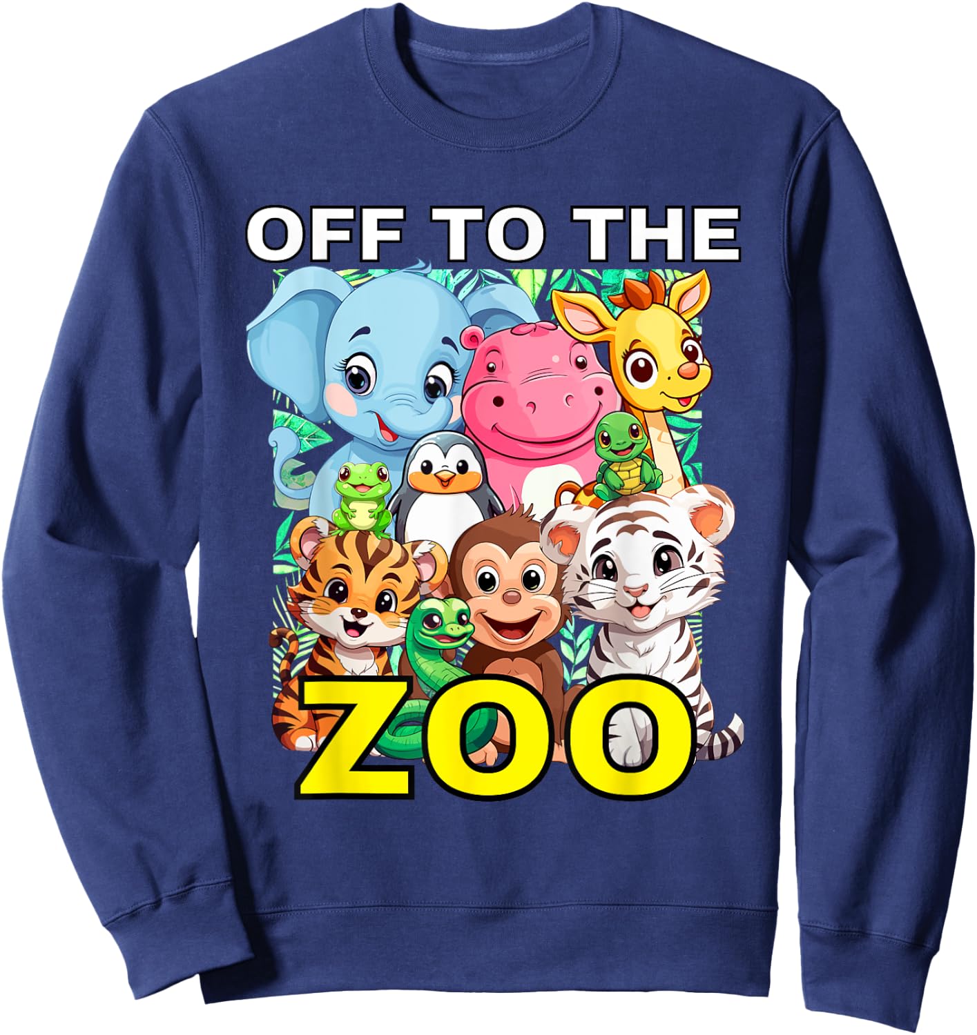 Off To The Zoo Cute Animal Graphics Day AT The Zoo Sweatshirt - Sweatshirt | Navy