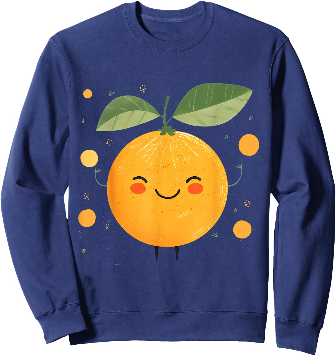 Cute Orange Fruits Happy Lover Tangerine Citrus Face Summers Sweatshirt - Sweatshirt | Navy