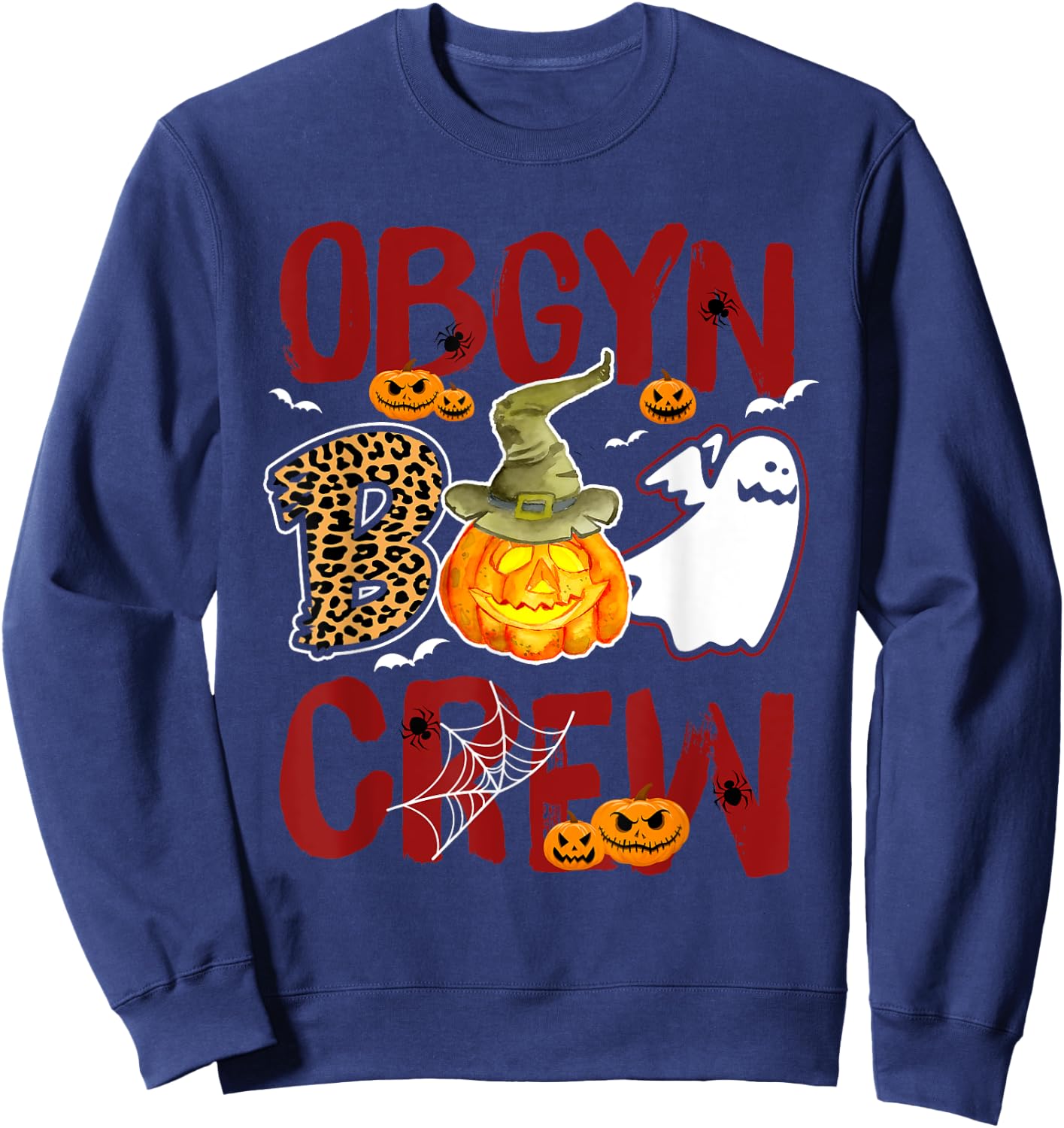 OBGYN Boo Crew Halloween OB-GYN Nurse Costume Sweatshirt - Sweatshirt | Navy