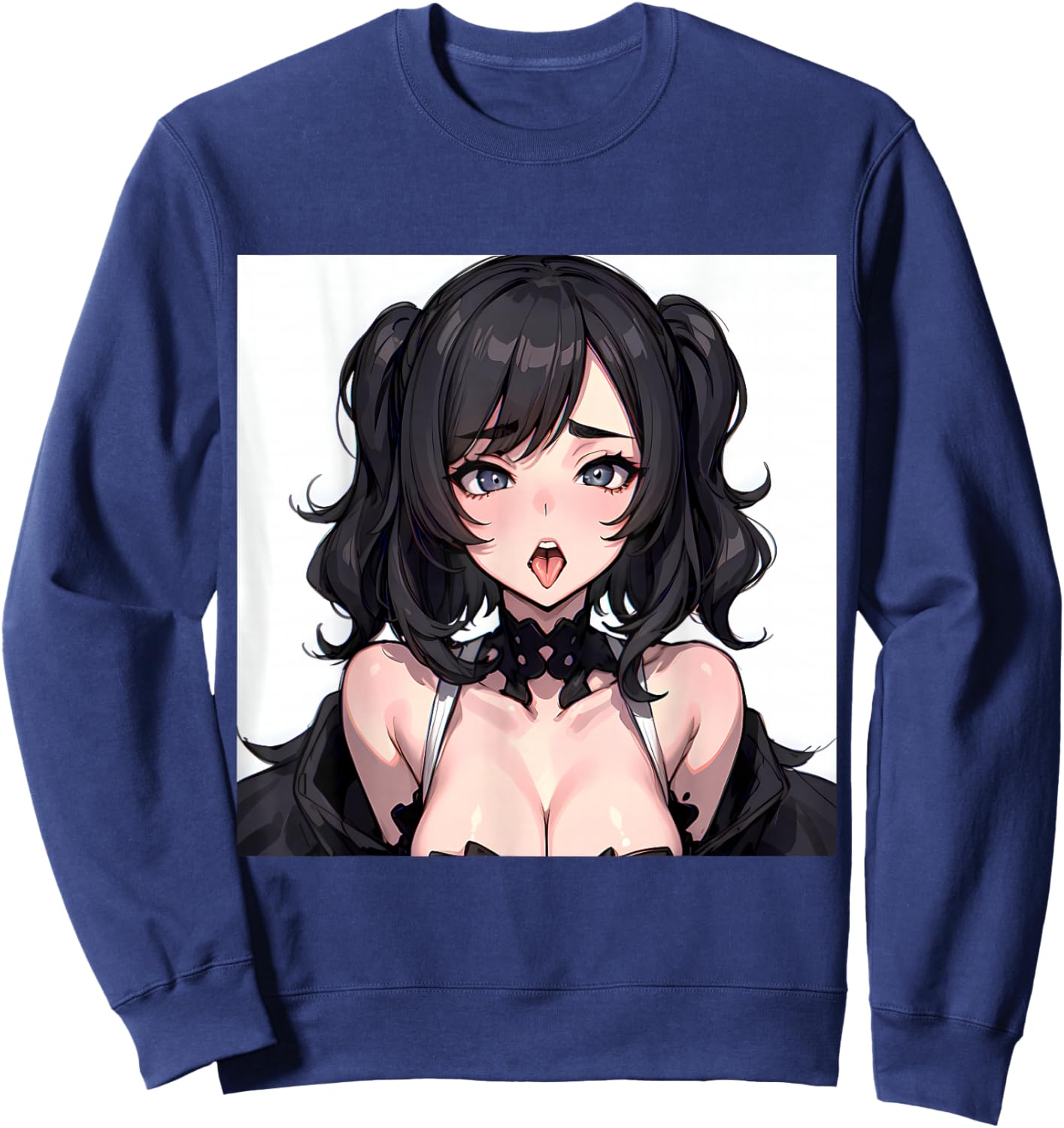 Lewd Anime Girl Ecchi Waifu Anime Hentai Sweatshirt - Sweatshirt | Navy