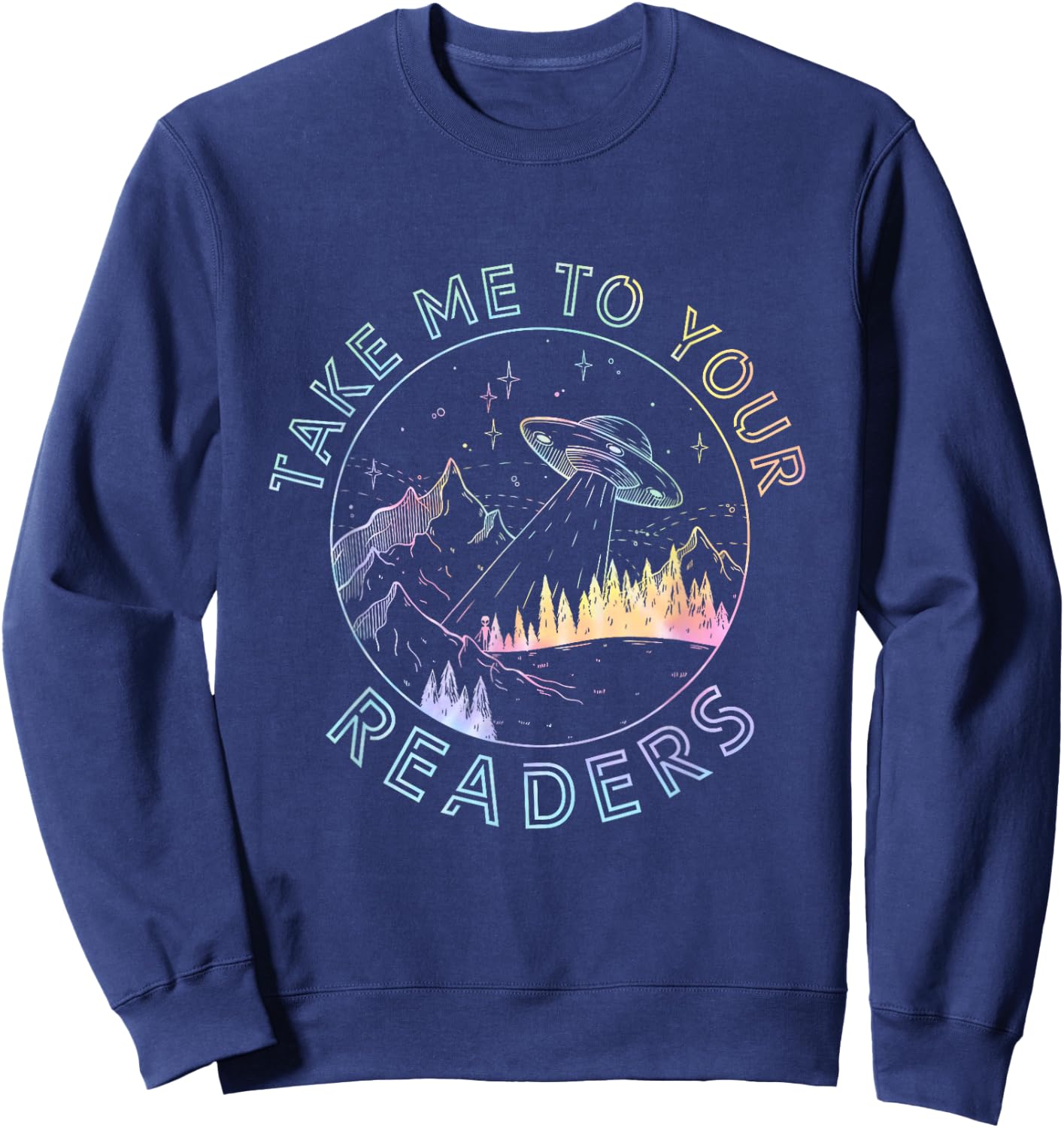 Take Reading English Teacher Library Alien Space T-S Tie Dye Sweatshirt - Sweatshirt | Navy