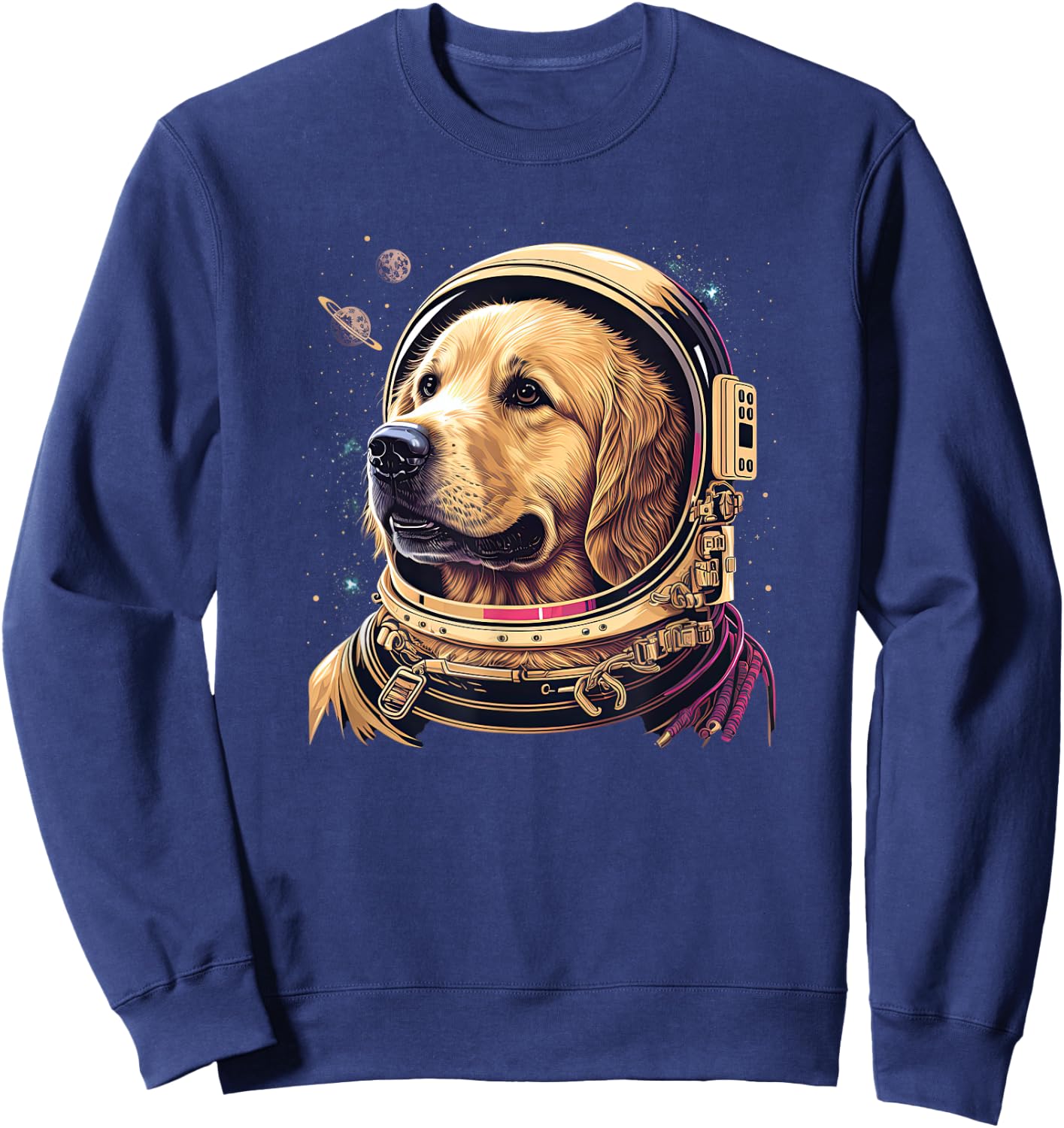Funny Golden Retriever Astronaut in the space Sweatshirt - Sweatshirt | Navy