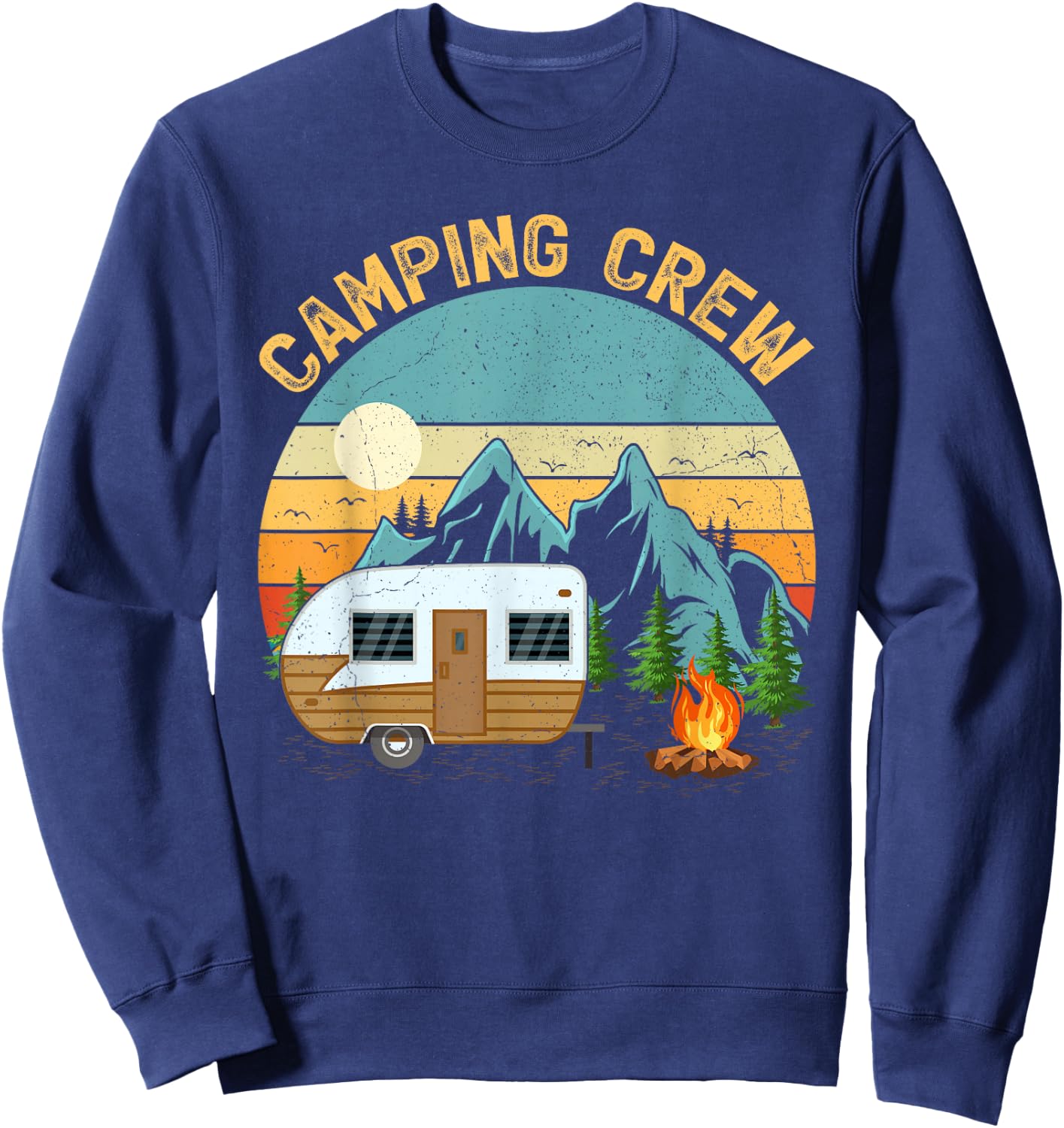 Retro Vintage Camper Camping Crew Sweatshirt - Sweatshirt | Navy