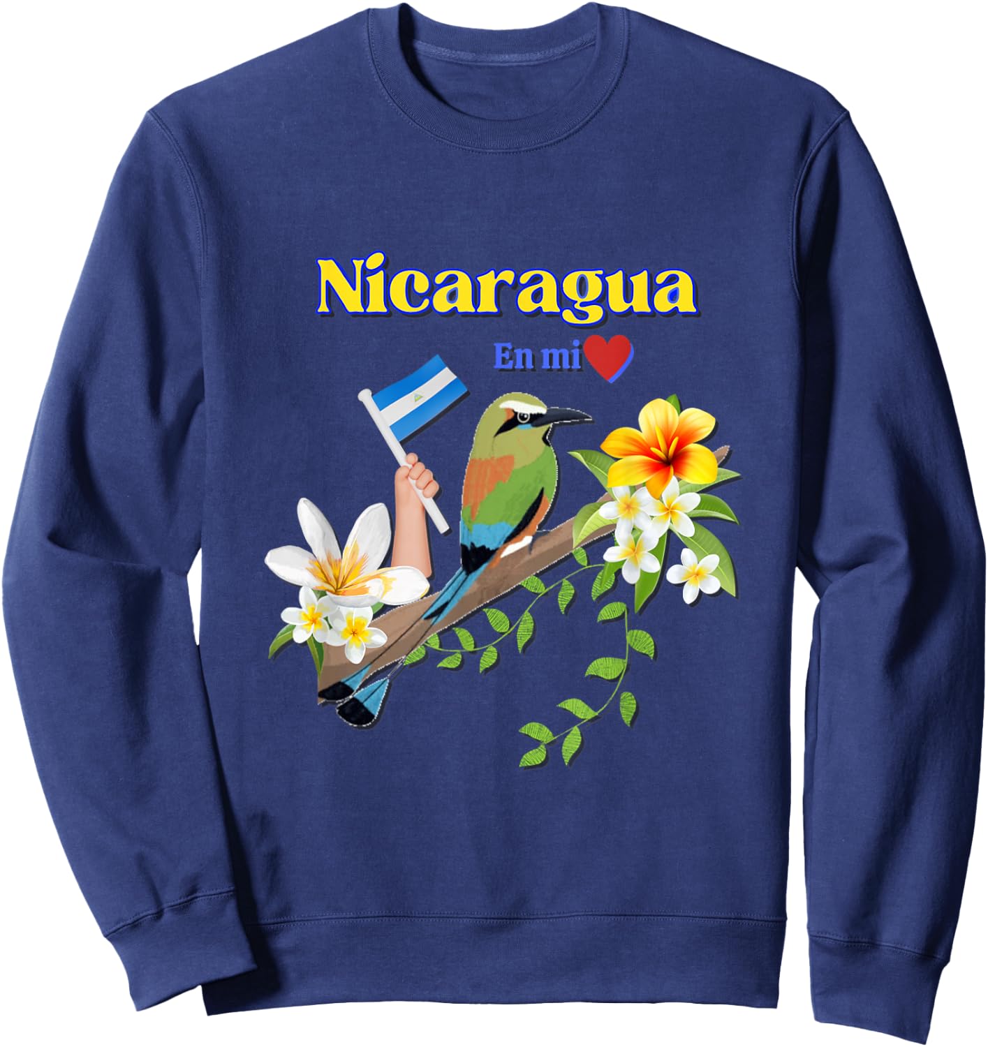 Nicaragua En Mi Corazon Patriotic Signs Sweatshirt - Sweatshirt | Navy