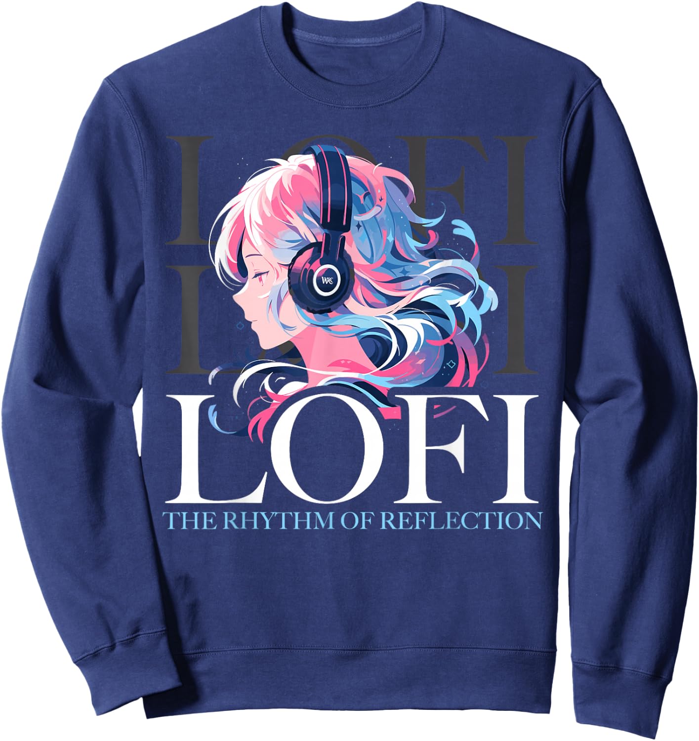 Lofi Music Lover Low Fidelity Anime Lo-Fi Japanese Aesthetic Sweatshirt - Sweatshirt | Navy