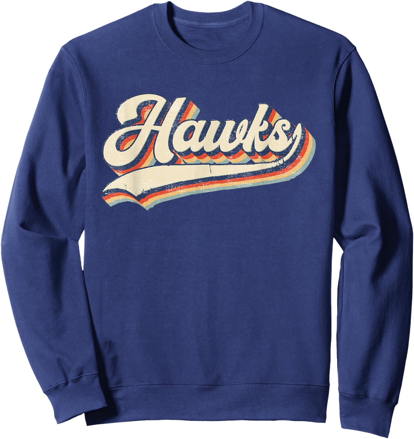 Hawks Sports Name Vintage Retro Gift Men Women Boy Girl Sweatshirt - Sweatshirt | Navy