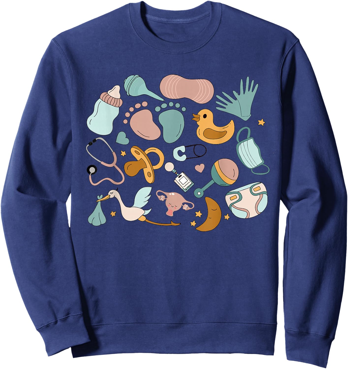 Women Retro Labor And Delivery Nurse Registered Nurse Sweatshirt - Sweatshirt | Navy
