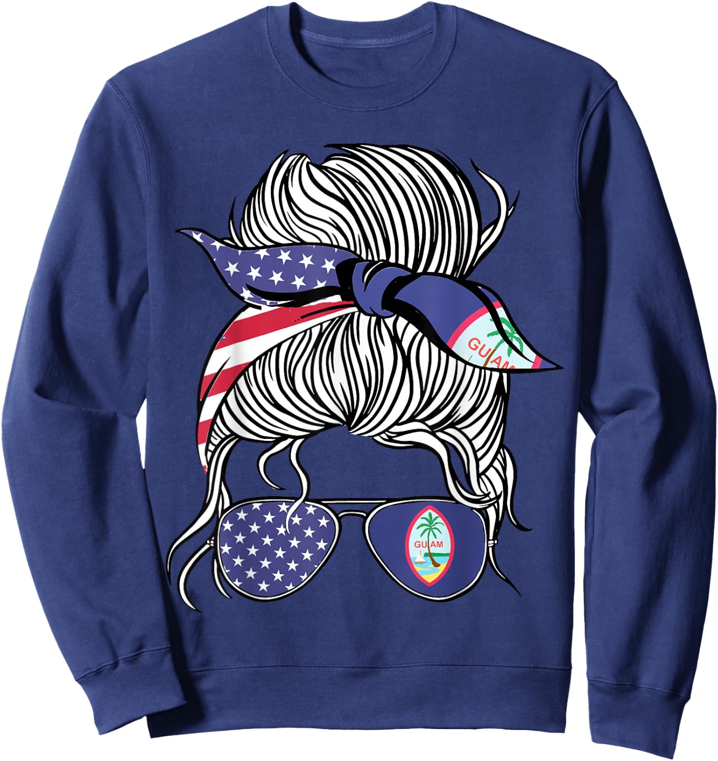 Guamanian American Patriot Grown Proud Women Girl Flag Sweatshirt - Sweatshirt | Navy