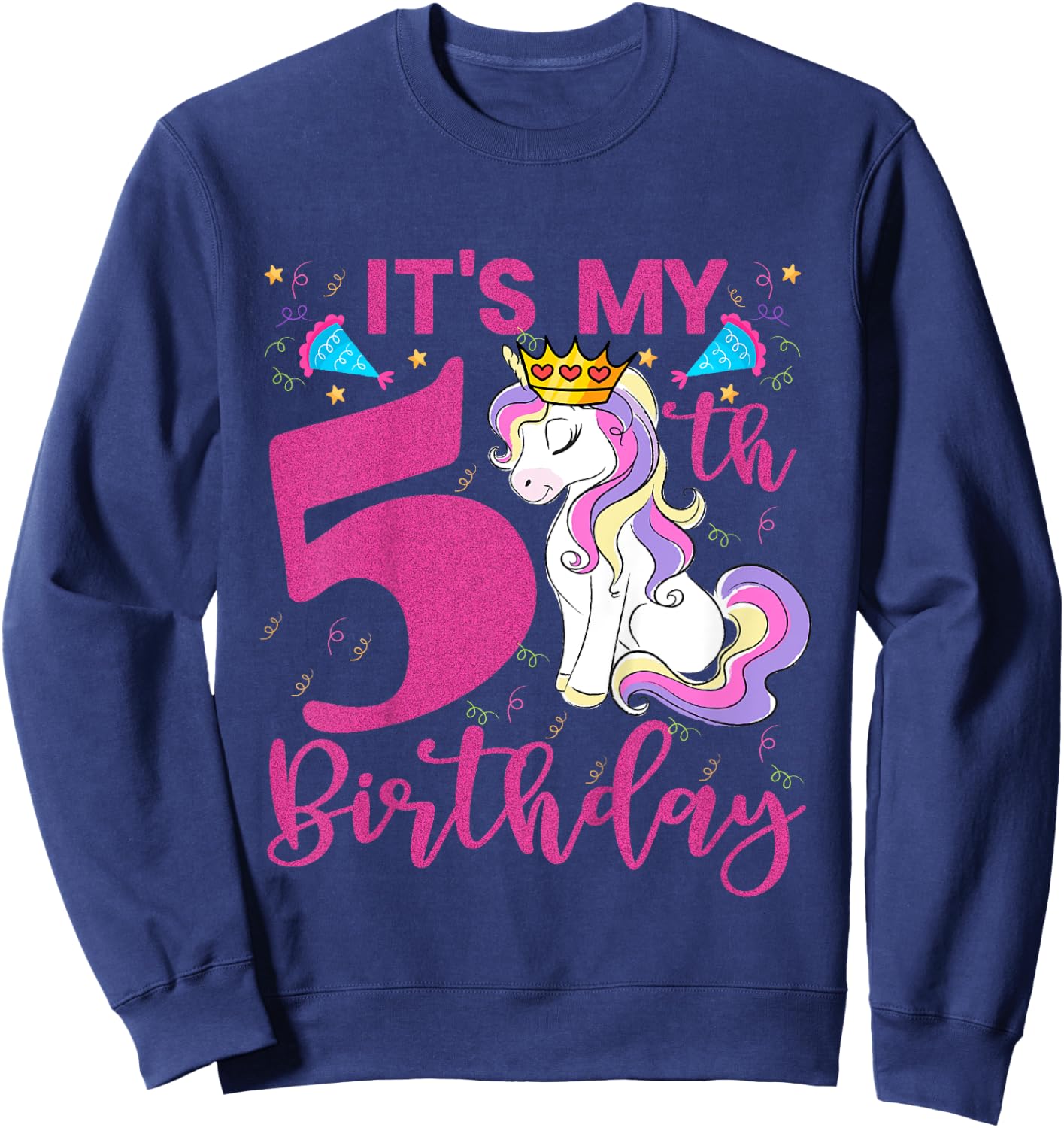 Kids It's My 5th Birthday Unicorn Lover Kid 5 Years Old Birthday Sweatshirt - Sweatshirt | Navy