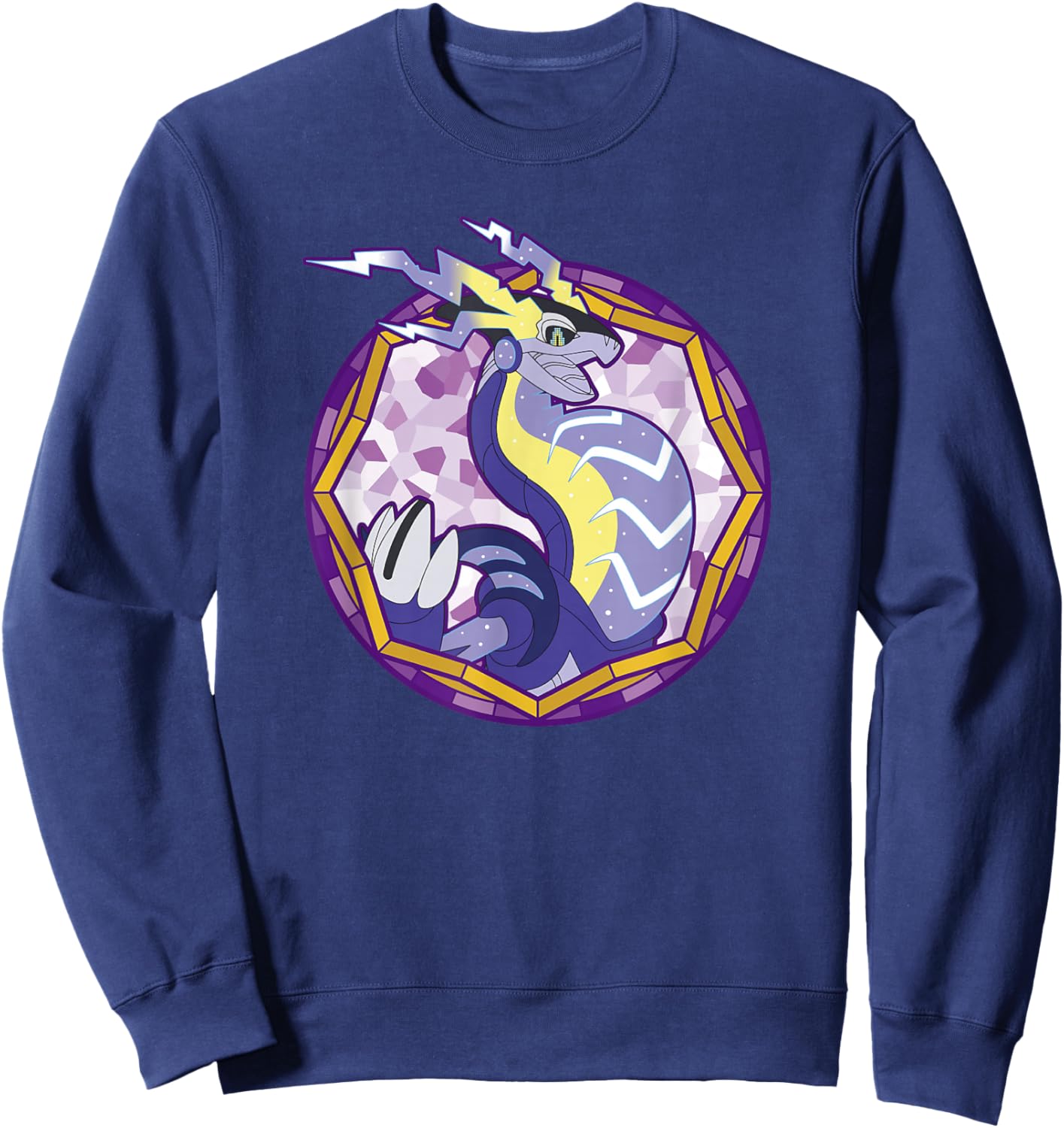 Pokémon Miraidon Legendary Paradox Violet Stained Glass Logo Sweatshirt - Sweatshirt | Navy