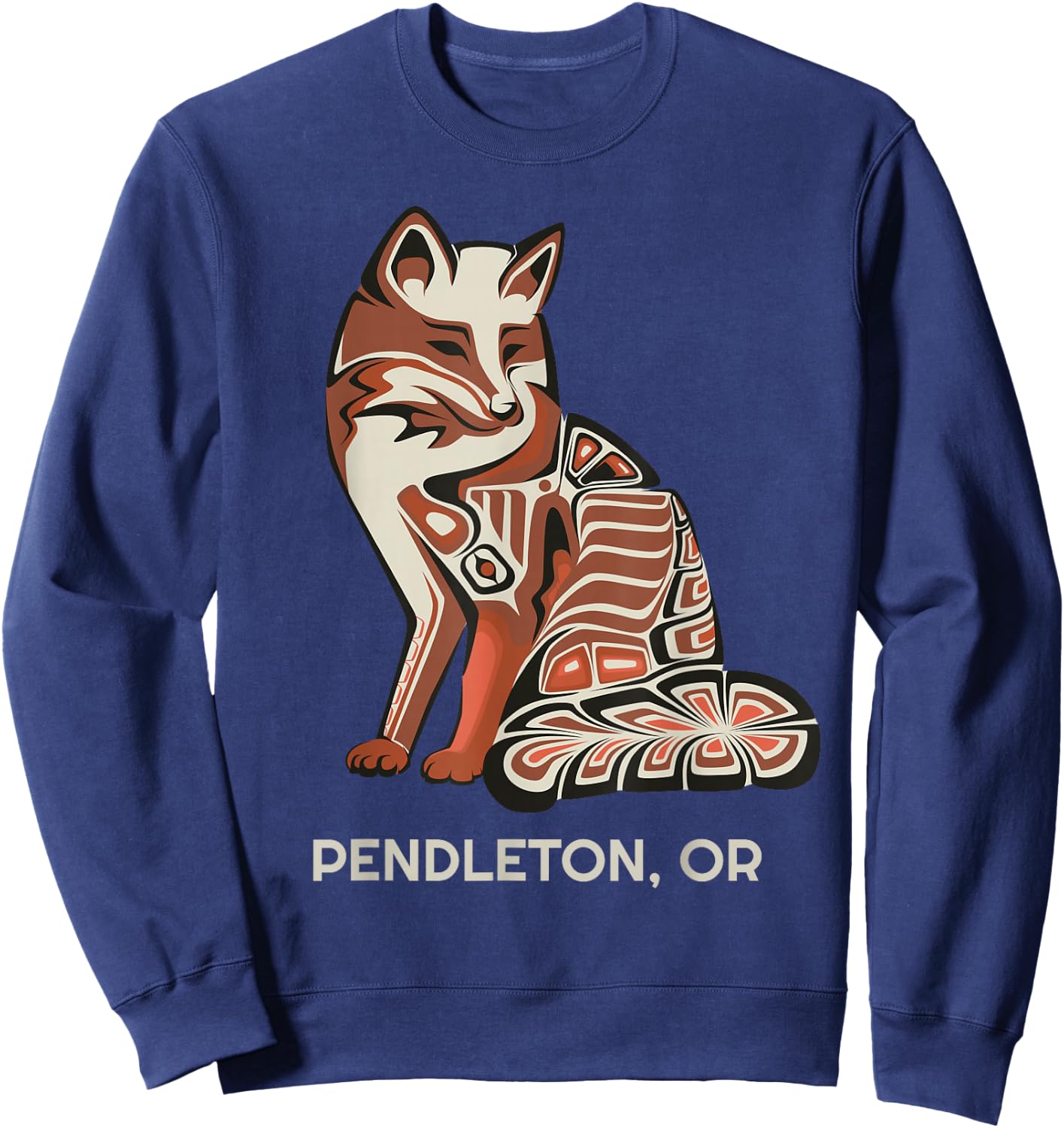 Tribal Fox Pendleton Oregon Native American Haida Style Sweatshirt - Sweatshirt | Navy
