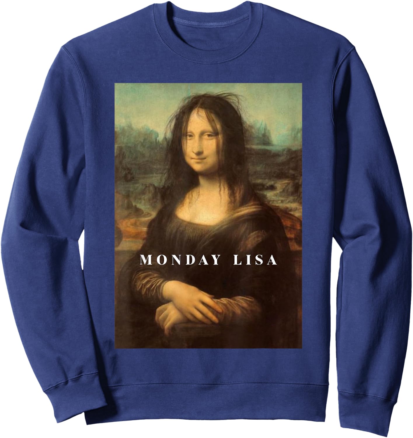 Funny Mona Funny Monday Lisa Art Sweatshirt - Sweatshirt | Navy