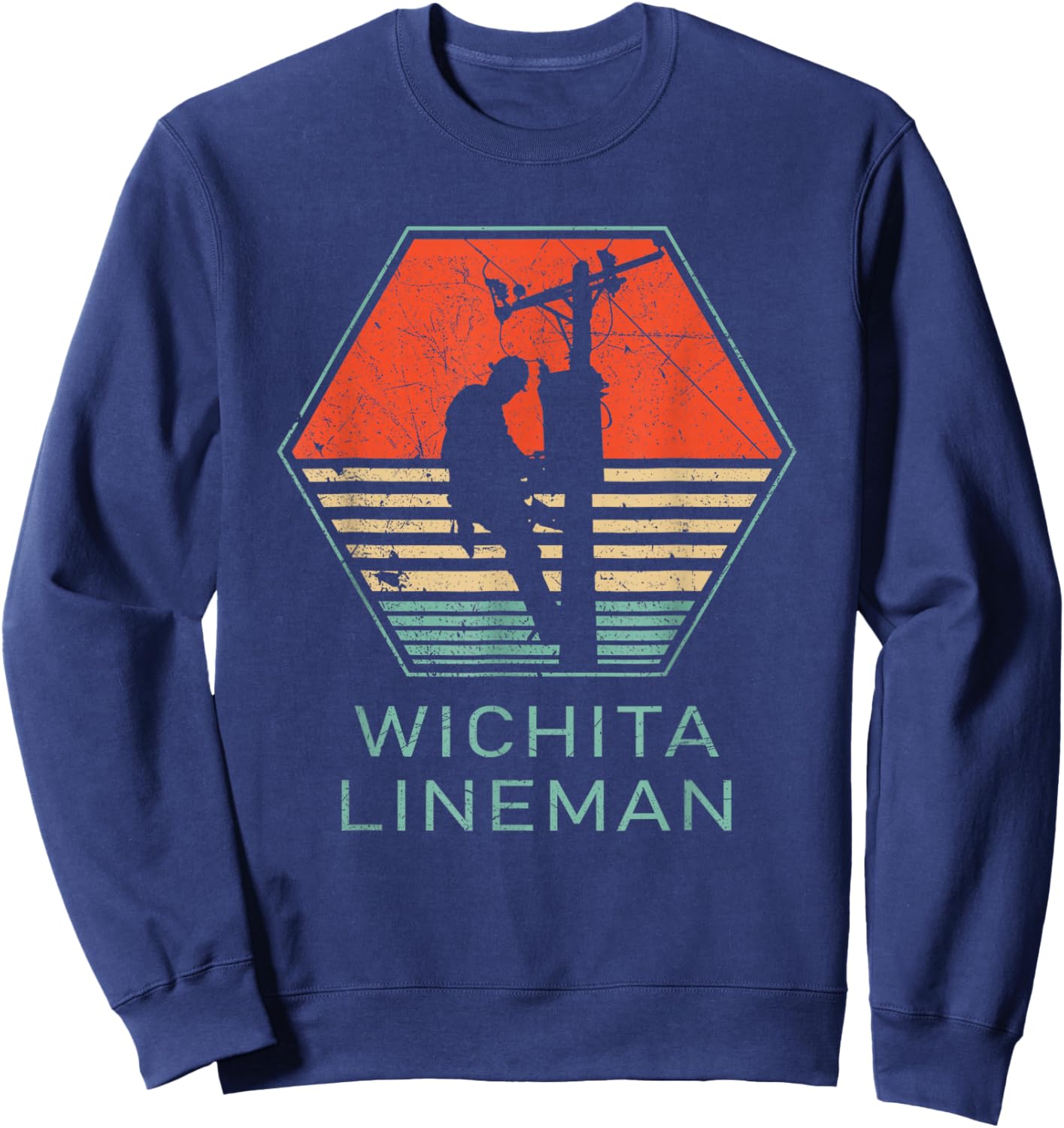 GlenStore Wichita Lineman - Black, -Adults, Small, Short Sleeve, , Classic Fit, Cotton 60% Polyester 40% Sweatshirt - Sweatshirt | Navy