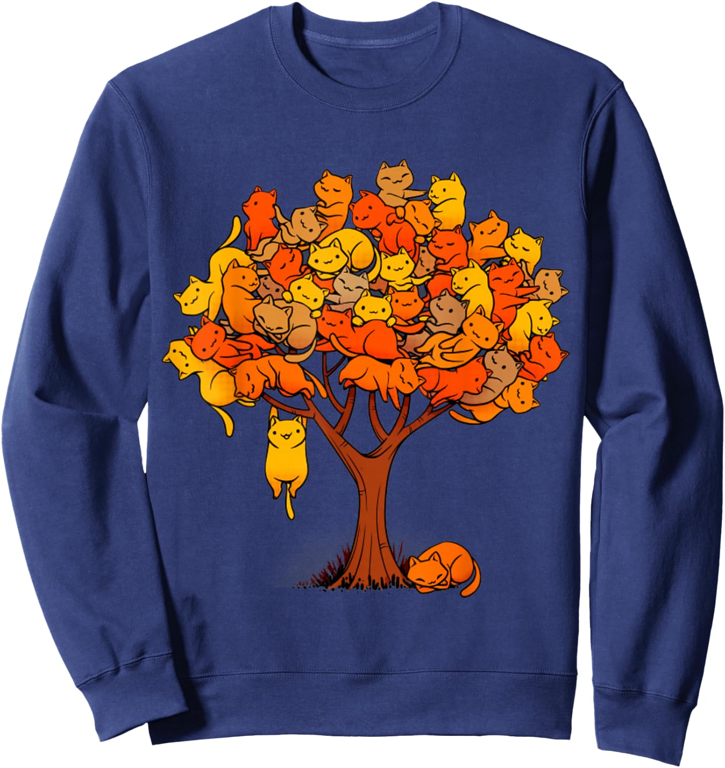 Cat Tree Funny Animal Plant Pet Lover Sweatshirt - Sweatshirt | Navy