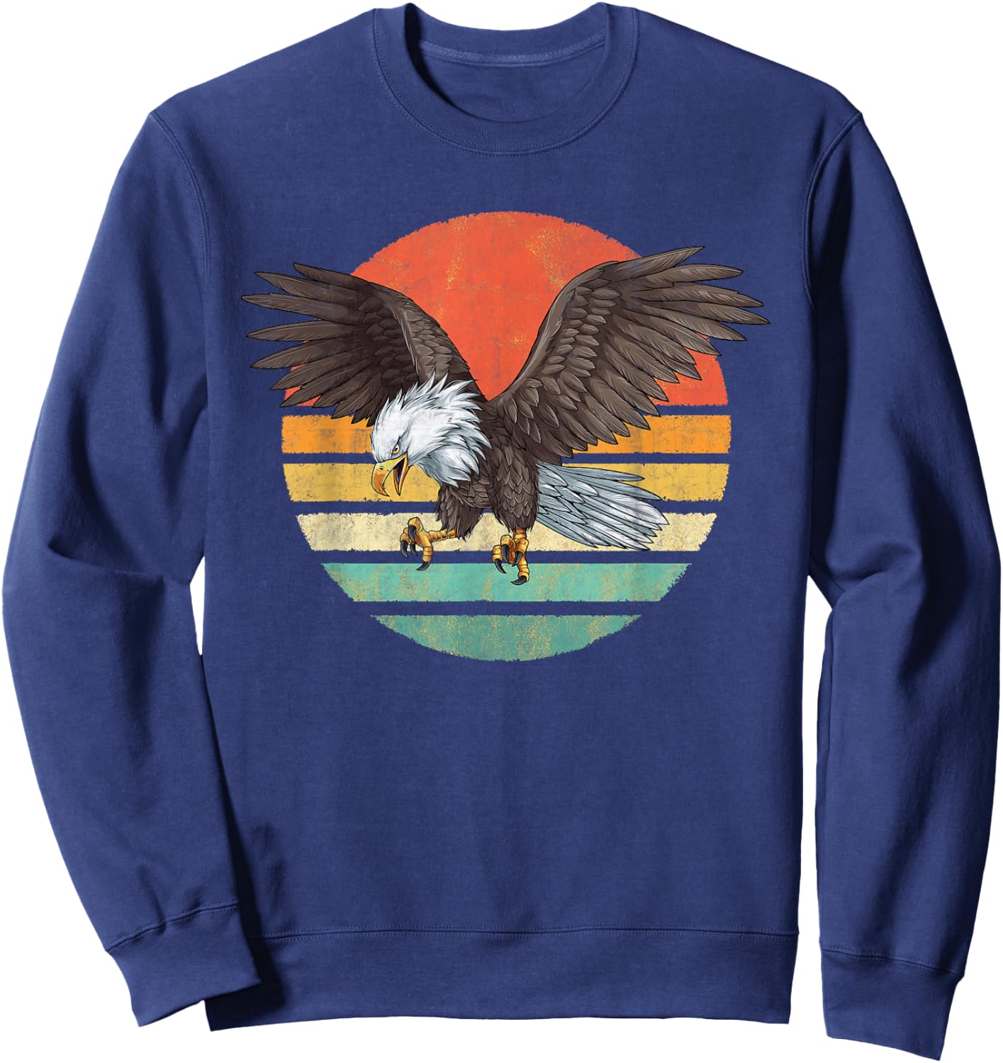 Bald Eagle Men Women Retro Vintage Bald Eagle Sweatshirt - Sweatshirt | Navy