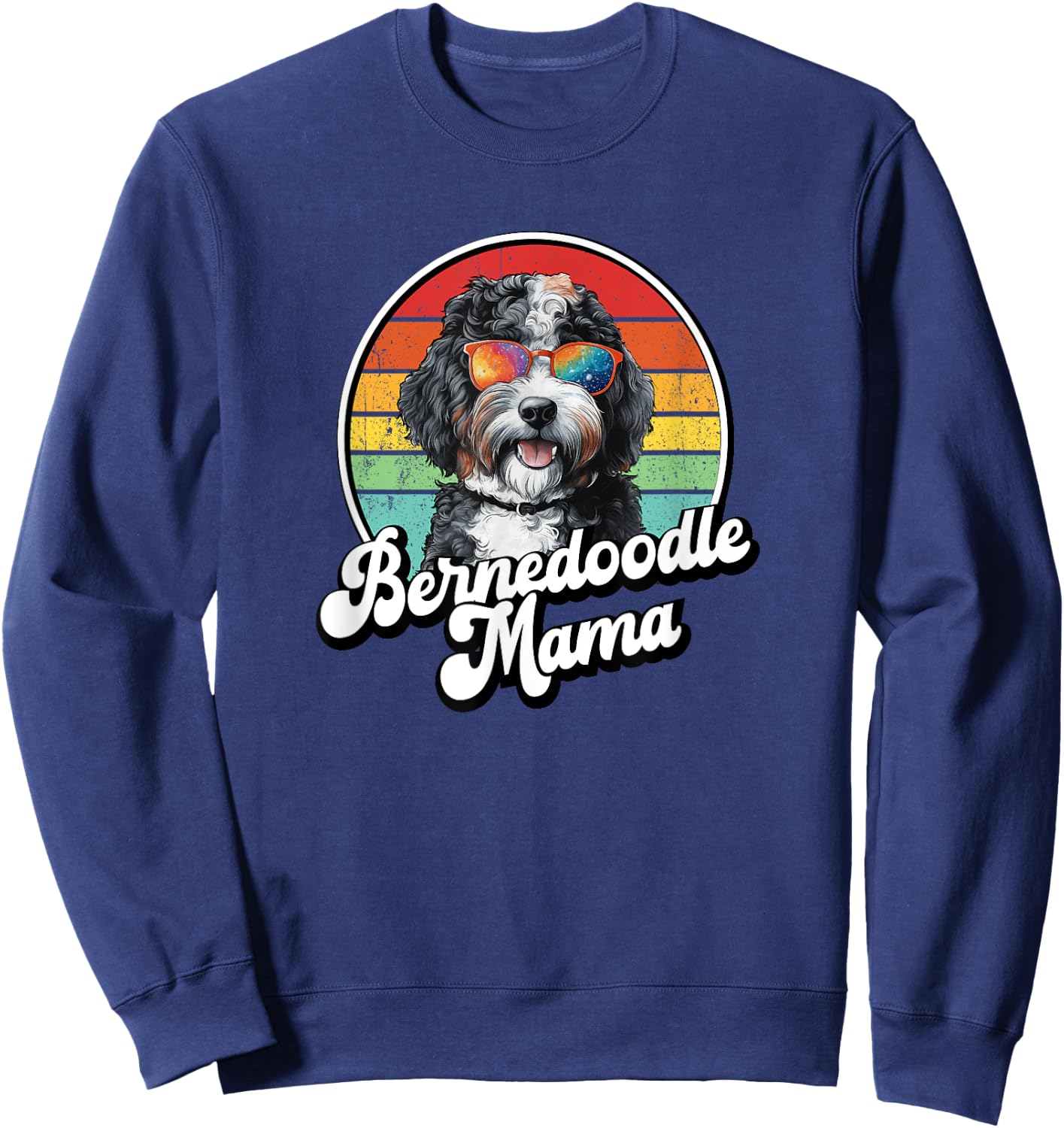 Cute Retro Vintage Mom Bernedoodle Mama Dog Lover Sweatshirt - Sweatshirt | Navy