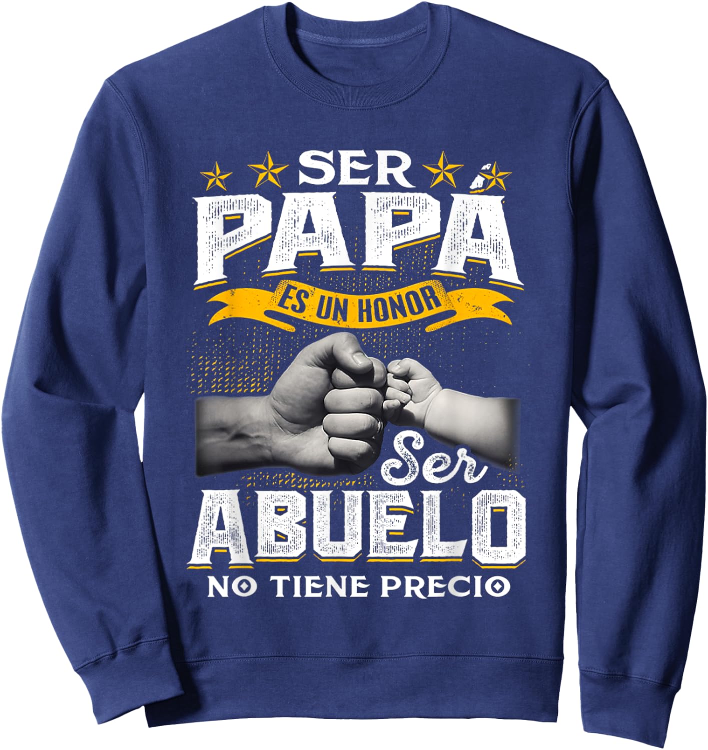 Ser Papa Es Un Honor Ser Abuelo No Tiene Precio Black Cotton 60% Polyester 40% Classic Fit Short Sleeve Collarless Sweatshirt - Sweatshirt | Navy