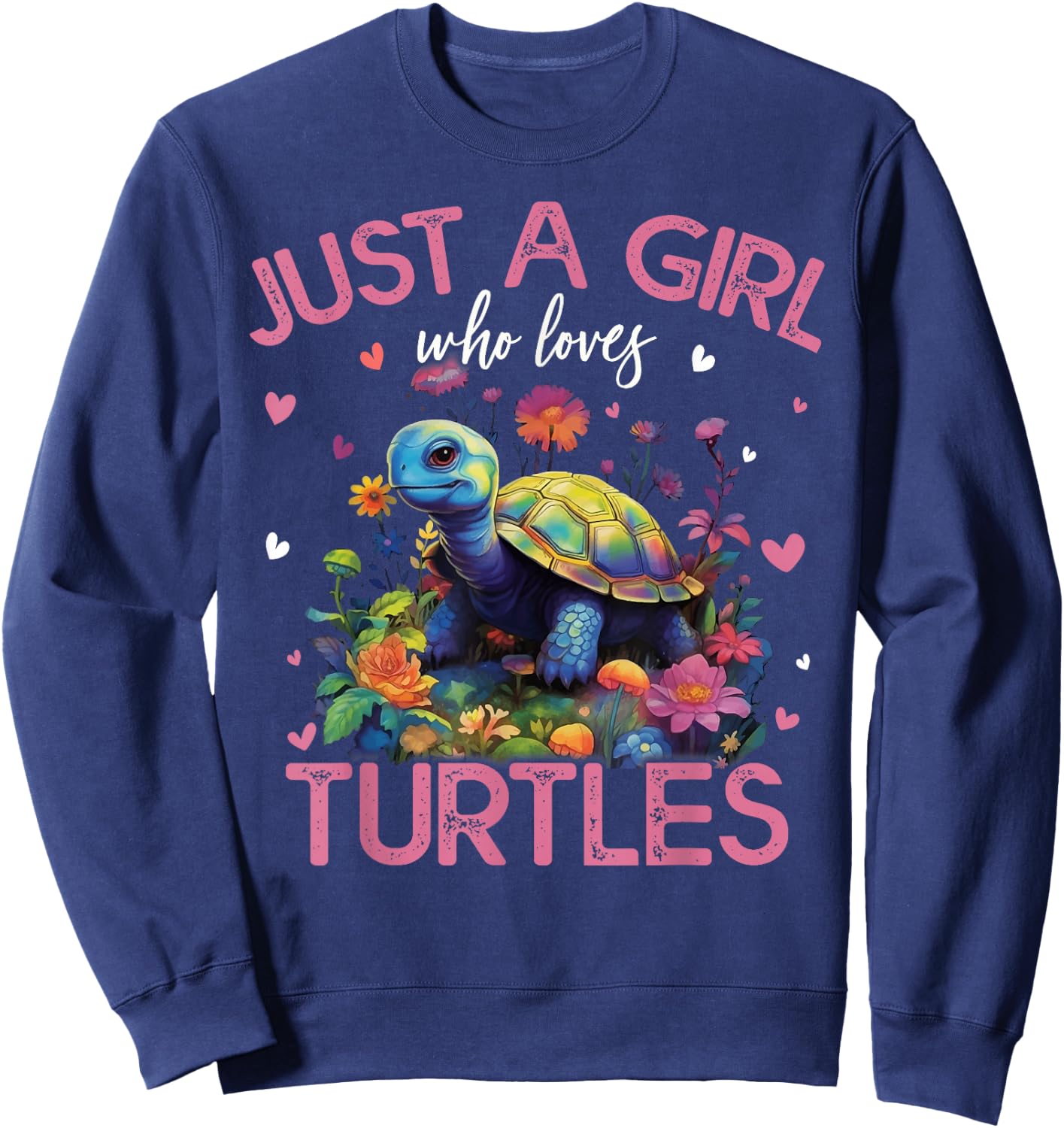 Just A Girl Who Loves Turtles Girls Sweatshirt - Sweatshirt | Navy