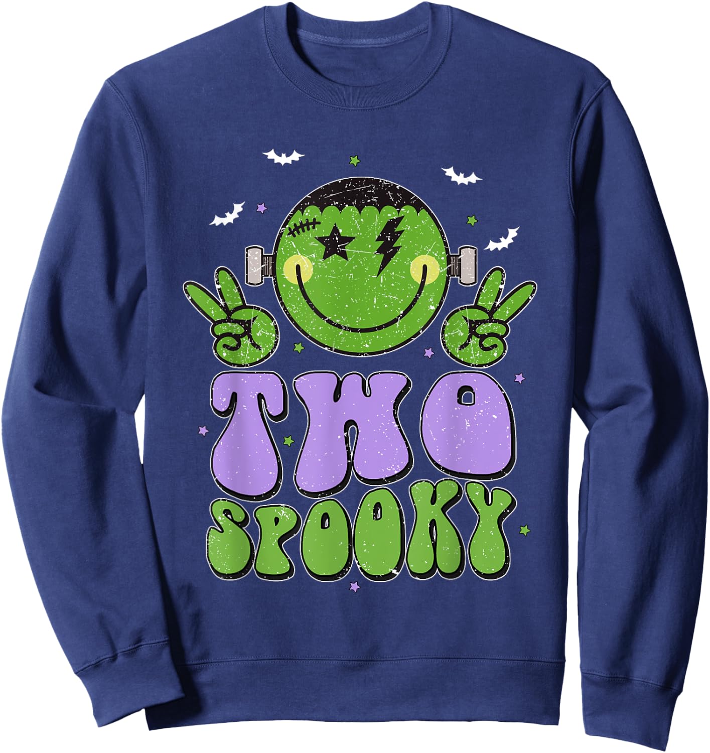 Two Spooky Birthday Decorations Boy 2nd Bday Halloween Sweatshirt - Sweatshirt | Navy