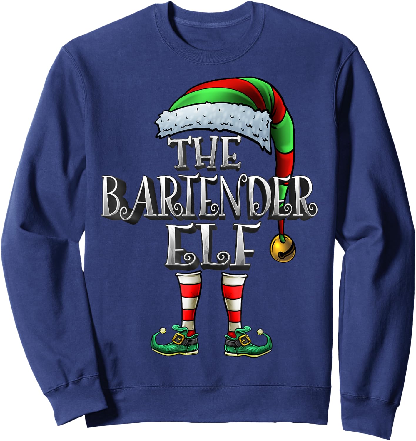 Bartender Elf Shirt Matching Family Bartender Christmas Elf Sweatshirt - Sweatshirt | Navy