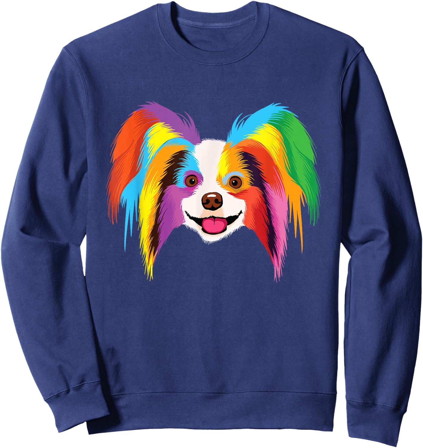 Colorful Papillon - Dog Canine Lover Pet Owner Veterinarian Women Kids Sweatshirt - Sweatshirt | Navy