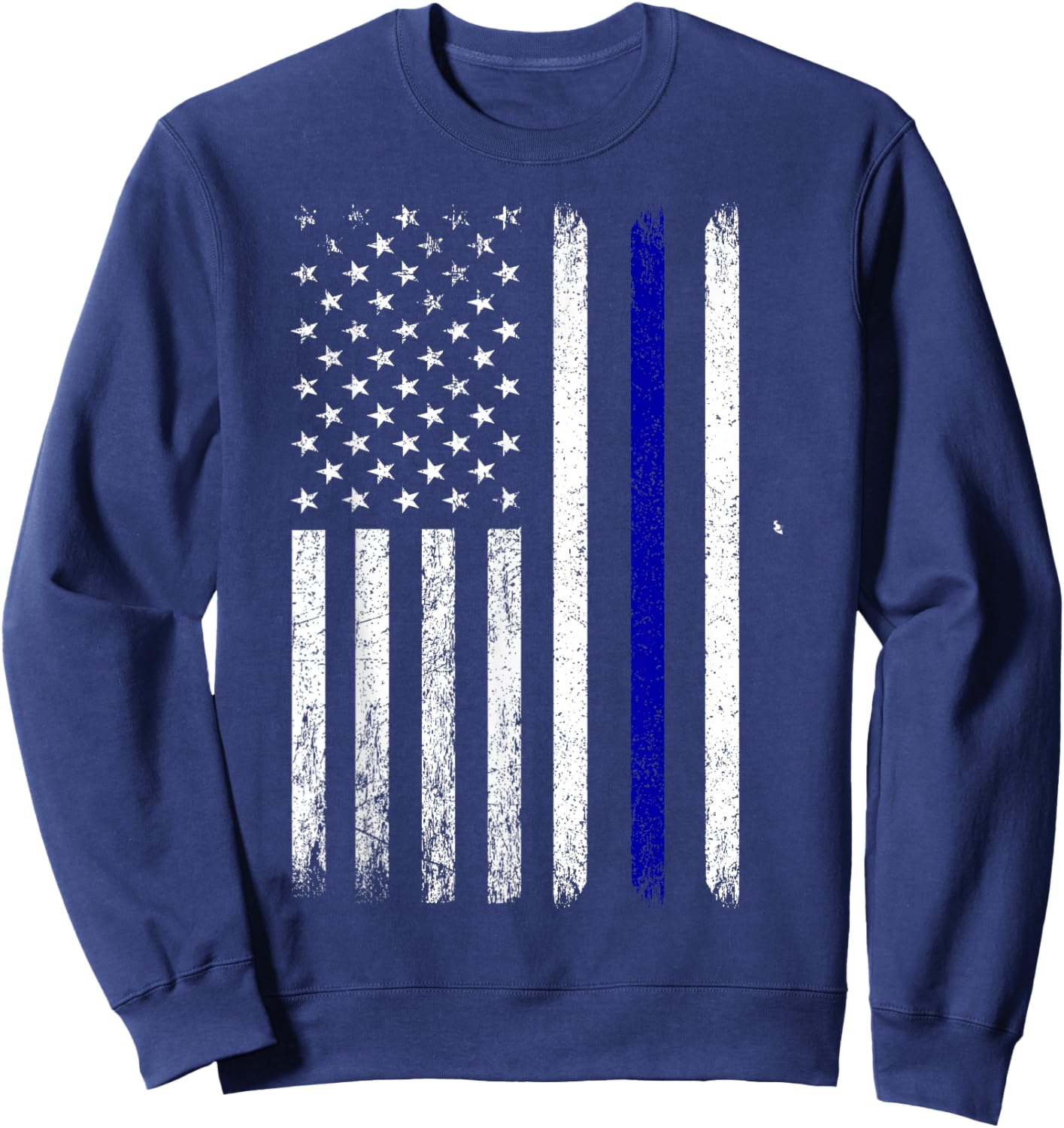 Police Thin Blue Line Flag USA American Patriotic Sweatshirt - Sweatshirt | Navy