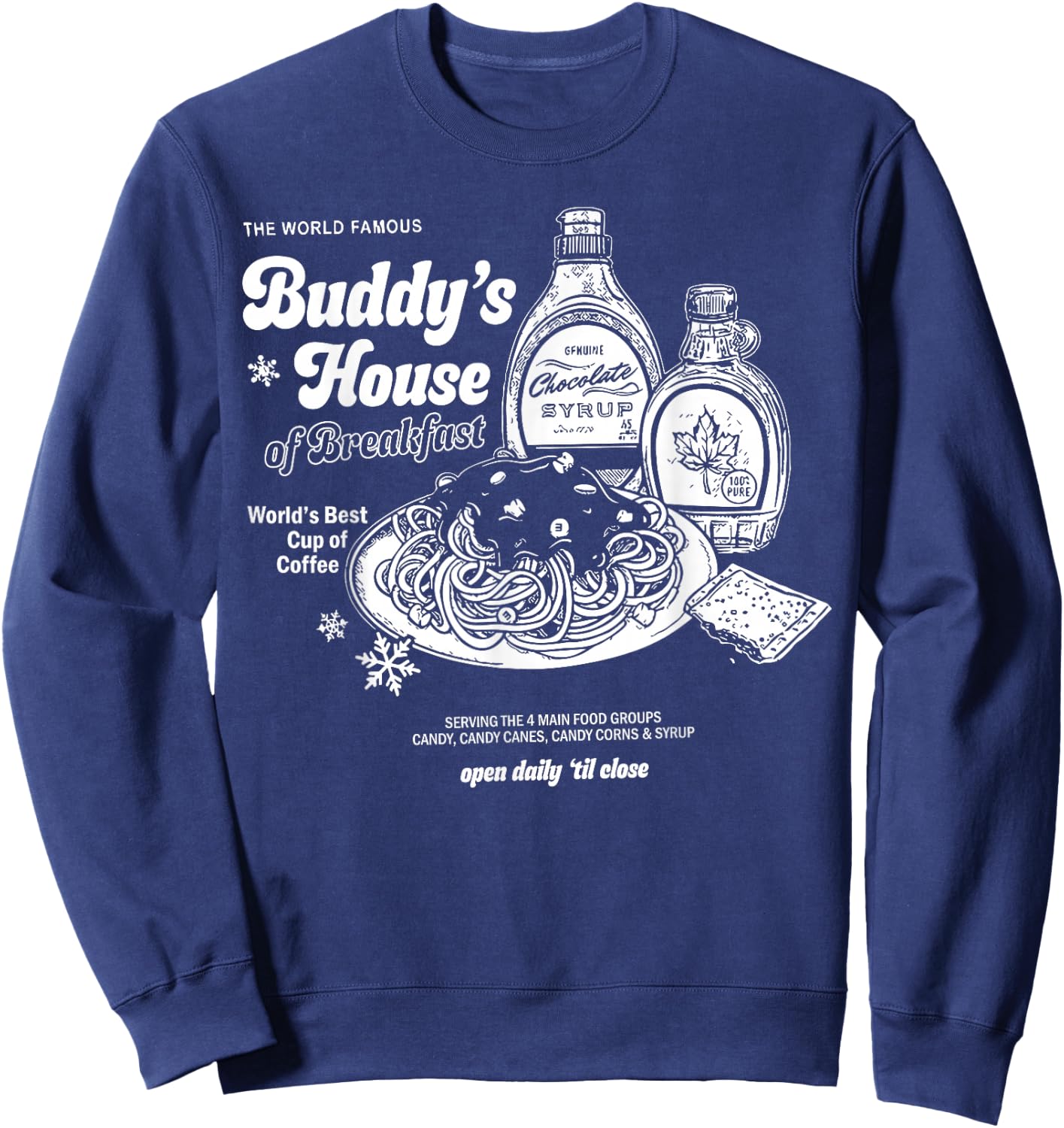 Buddys House of Breakfast Funny Cute Christmas Fitness Gym Sweatshirt - Sweatshirt | Navy