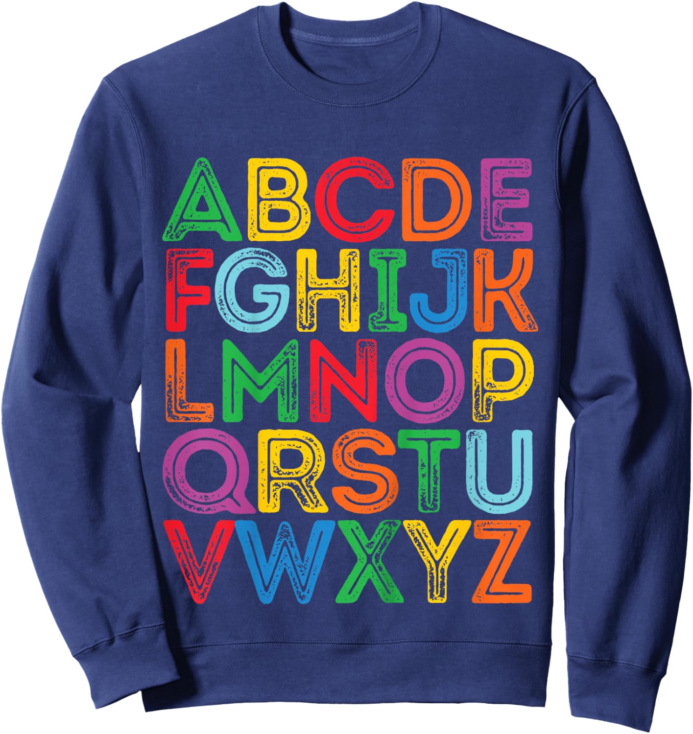 ABCs Shirt Alphabet Colorful Letters Reading Kids Boys Girls Sweatshirt - Sweatshirt | Navy
