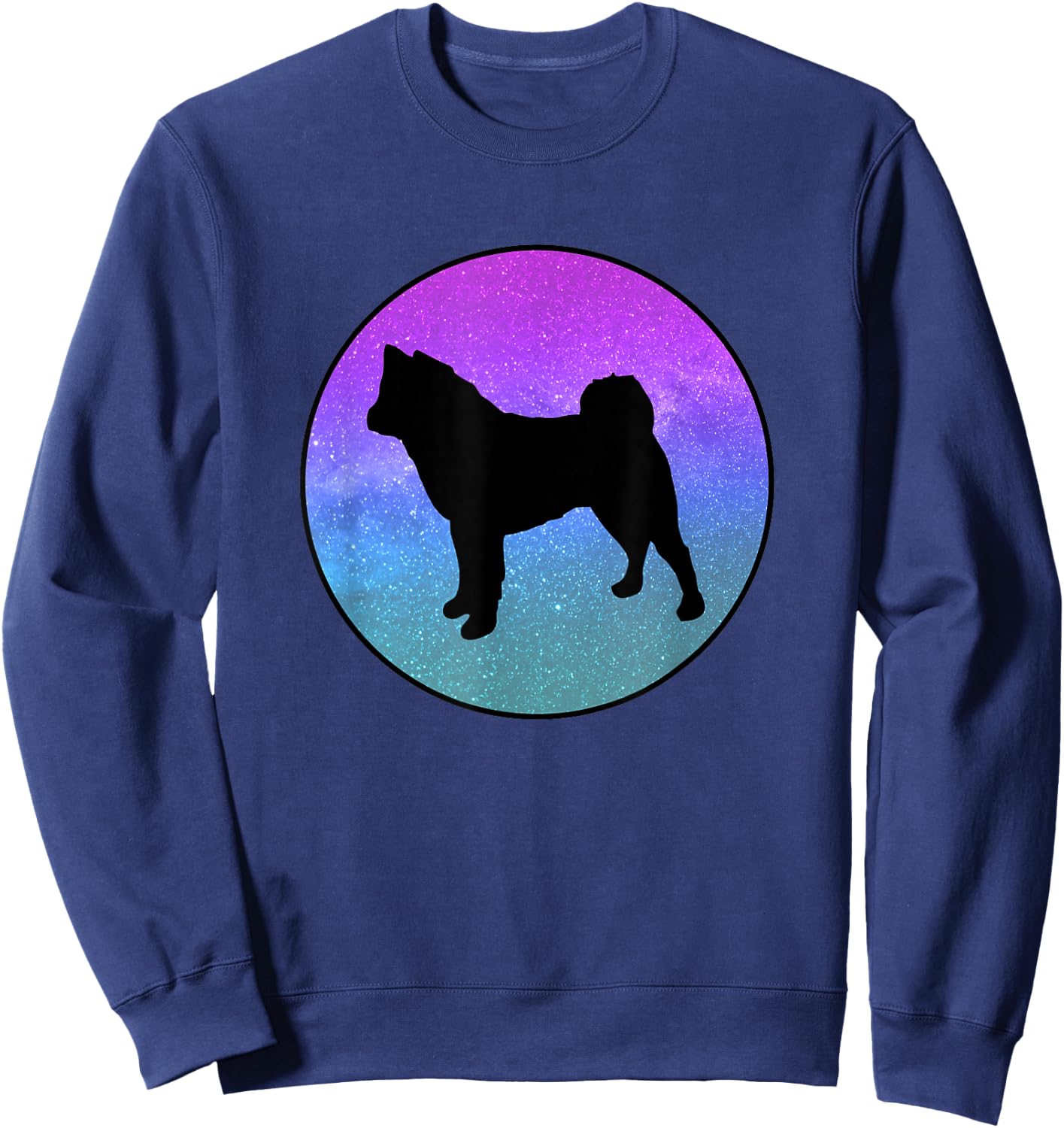 Dog Breed American Akita Dog Silhouette Space Galaxy Sweatshirt - Sweatshirt | Navy